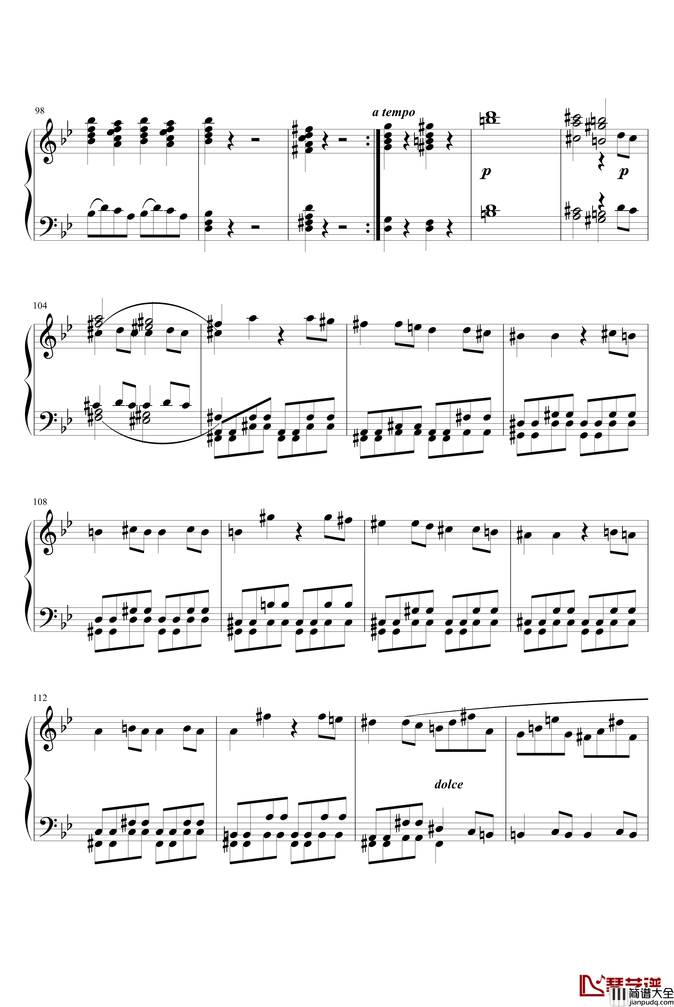 第四十号交响曲钢琴谱_第一乐章_莫扎特