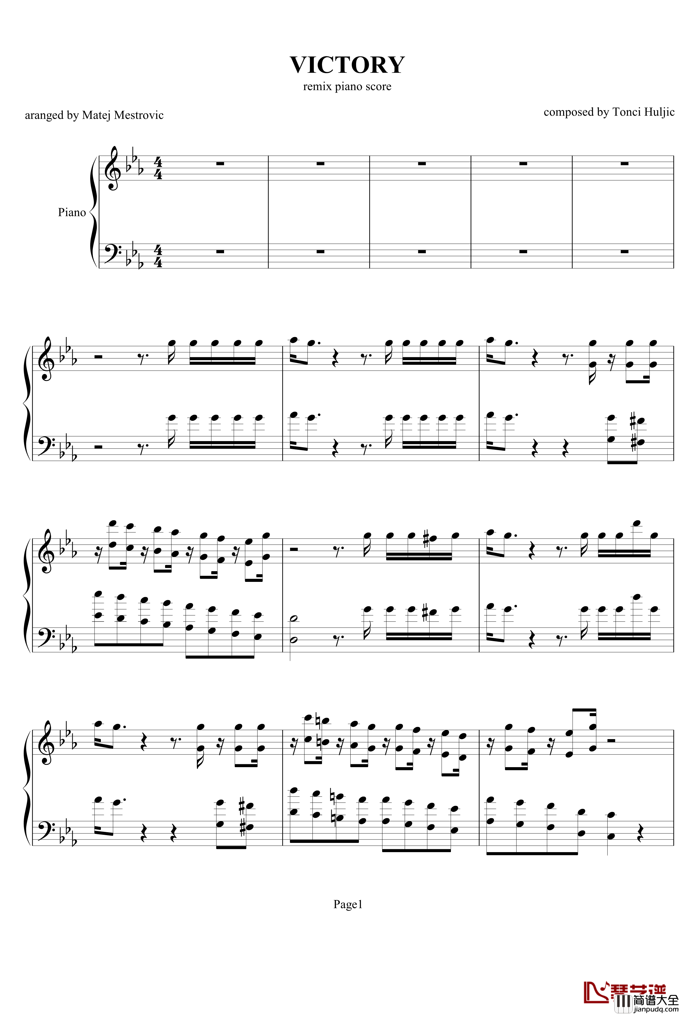 Victory钢琴谱_电音版_马克西姆_Maksim·Mrvica