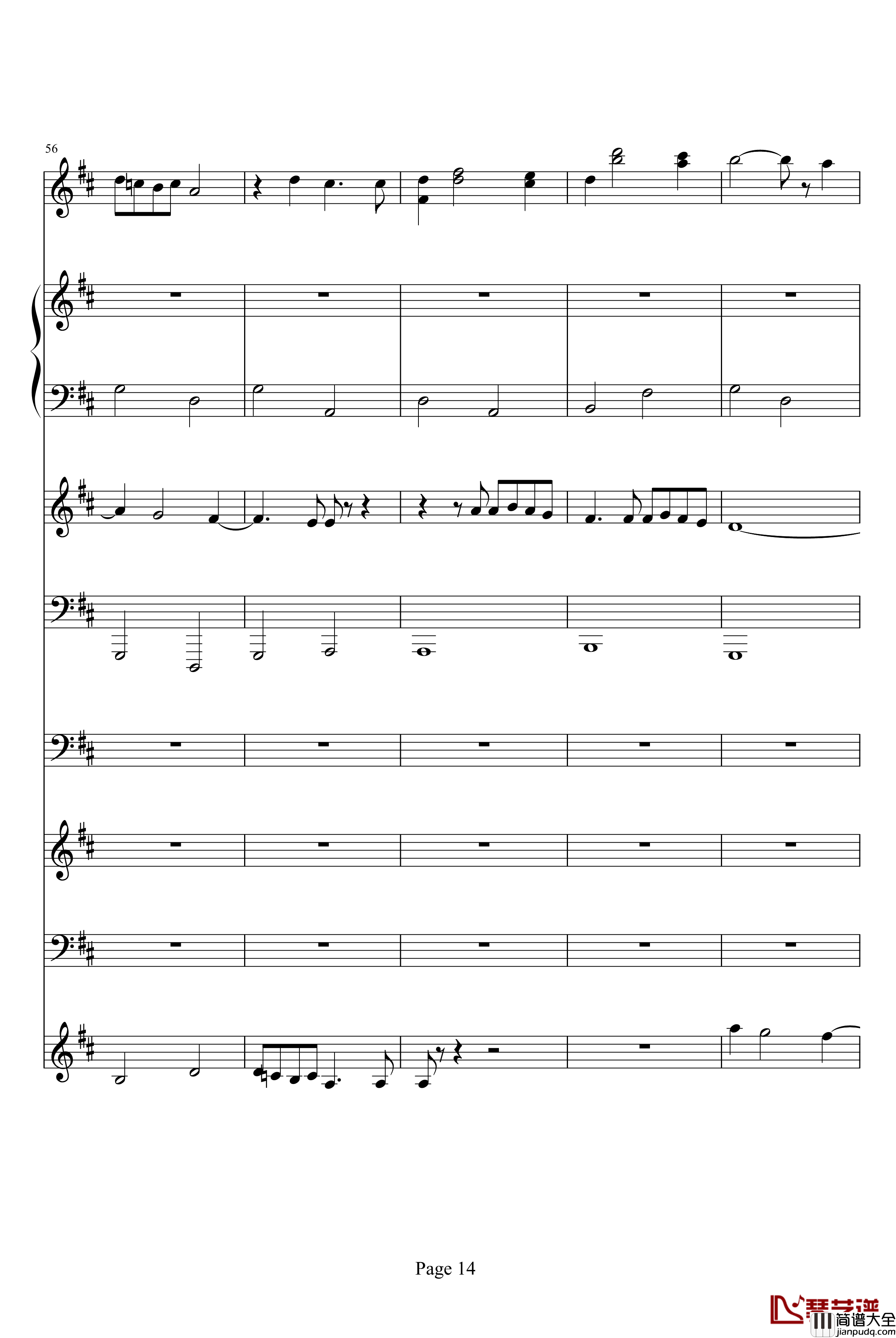 卡农钢琴谱_乐队总谱版_帕赫贝尔_Pachelbel