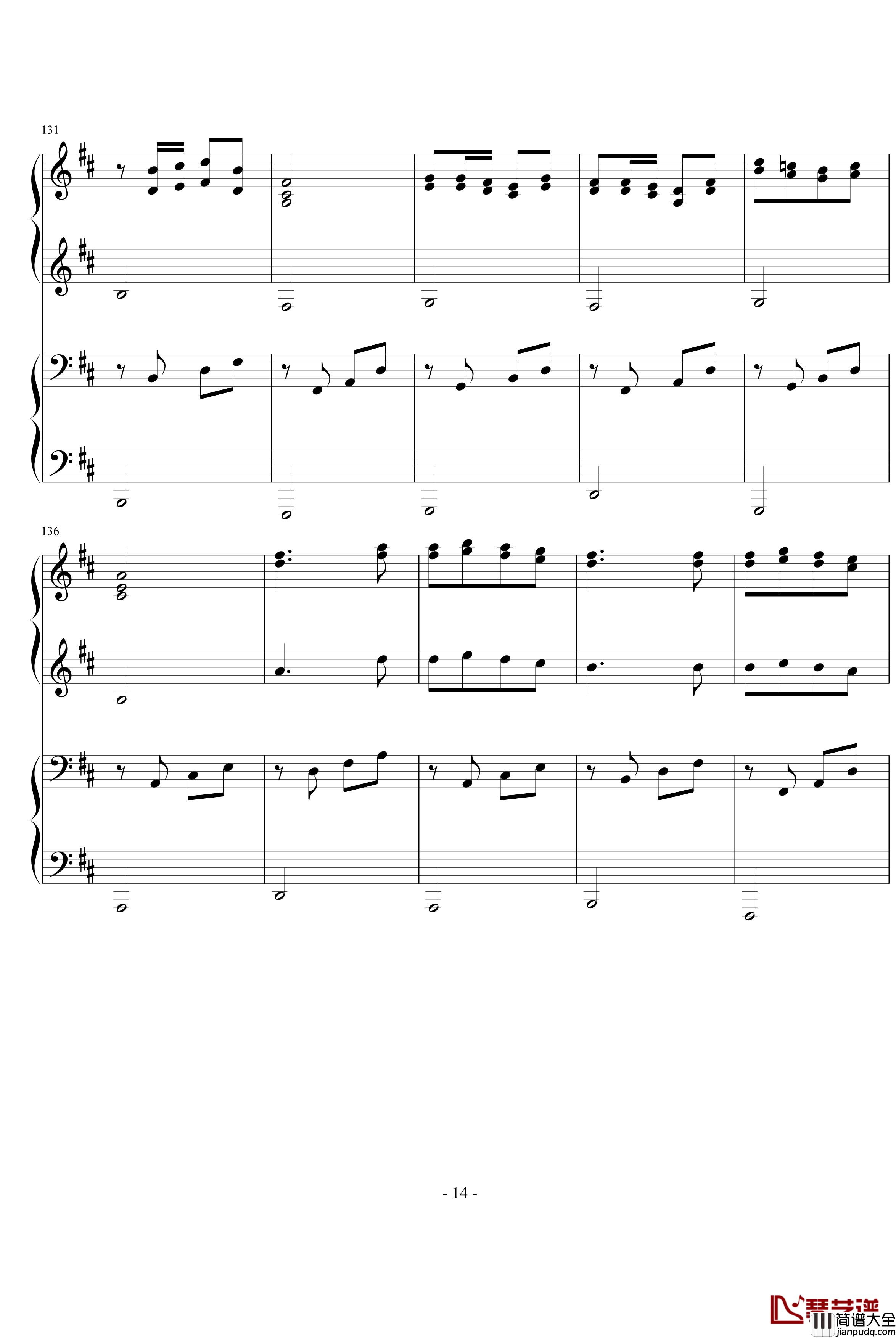 卡农四手联弹钢琴谱_Charm改编版_帕赫贝尔_Pachelbel