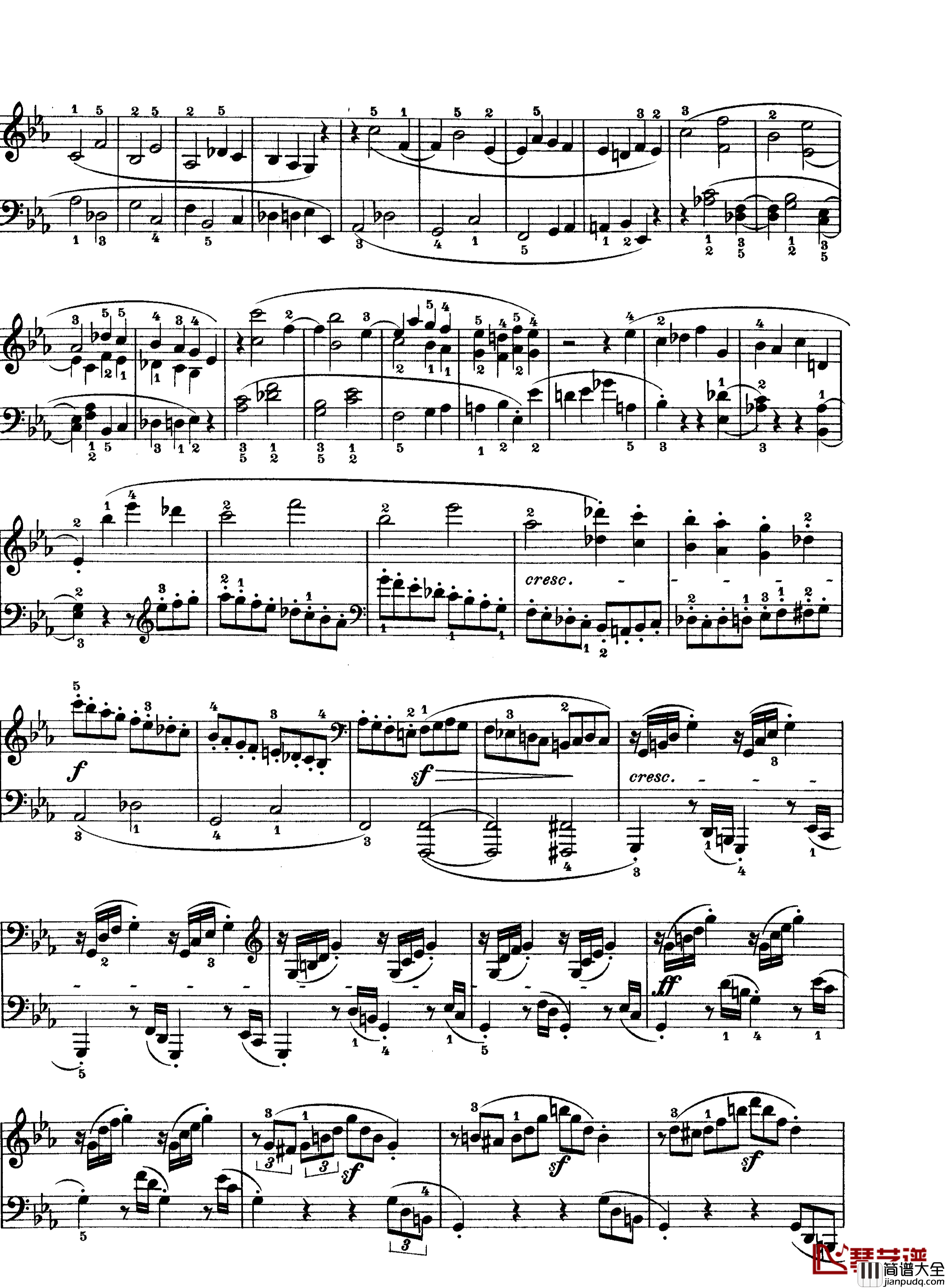 C小调第八琴奏鸣曲钢琴谱_悲怆_贝多芬_beethoven