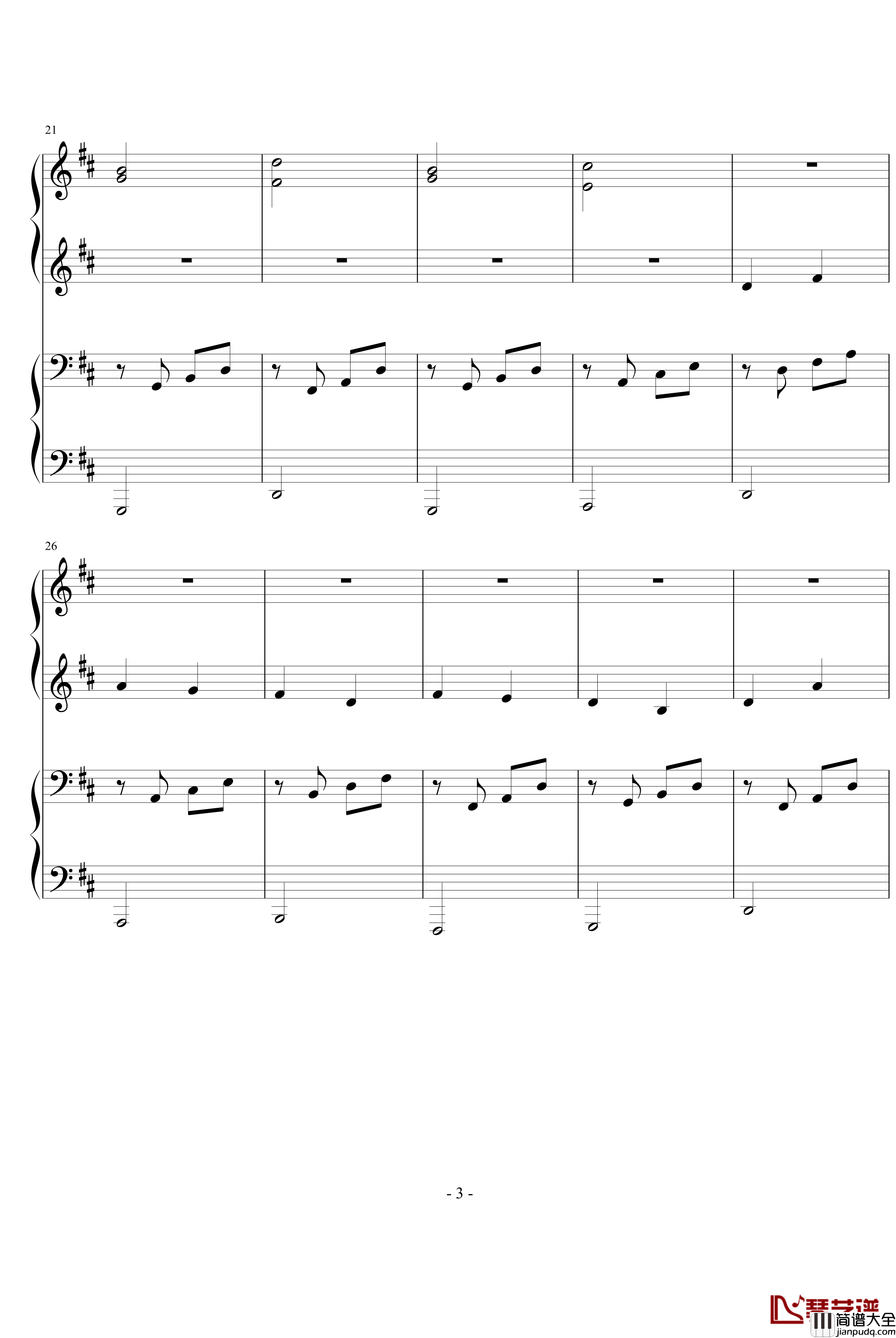卡农四手联弹钢琴谱_Charm改编版_帕赫贝尔_Pachelbel