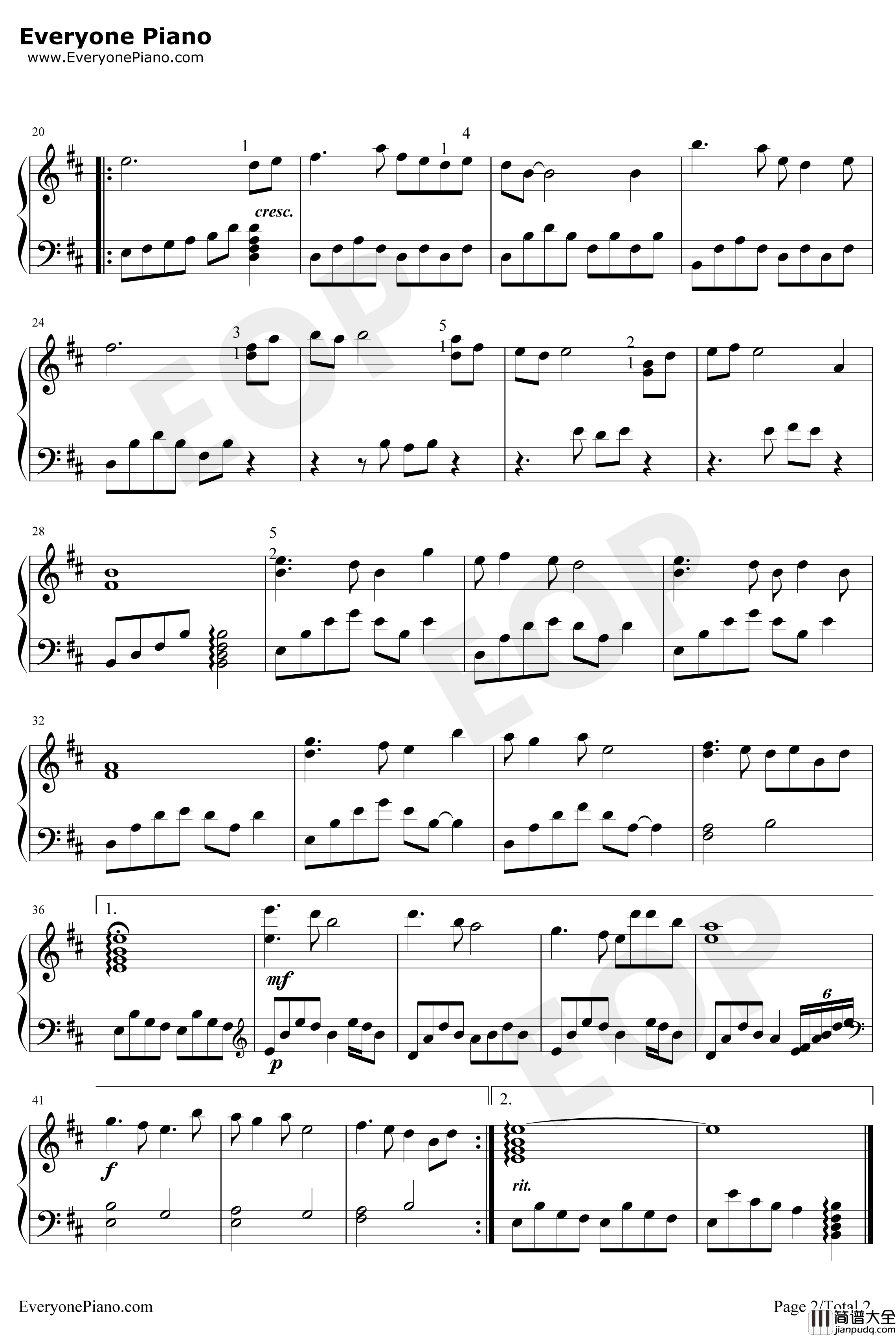 肯去承担爱钢琴谱_甄妮_射雕英雄传之东邪西毒插曲