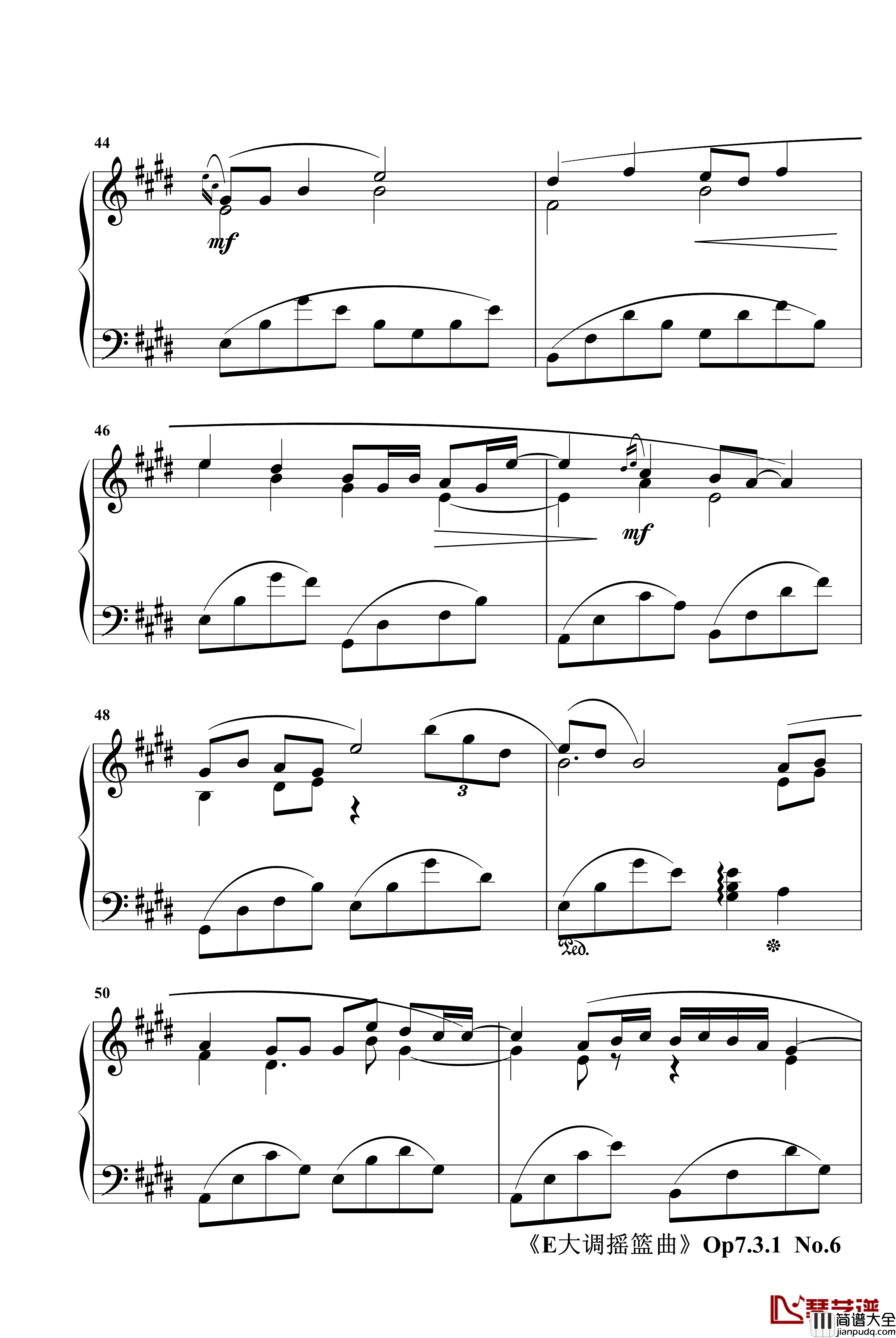 E大调摇篮曲Op7.3.1钢琴谱_jerry5743