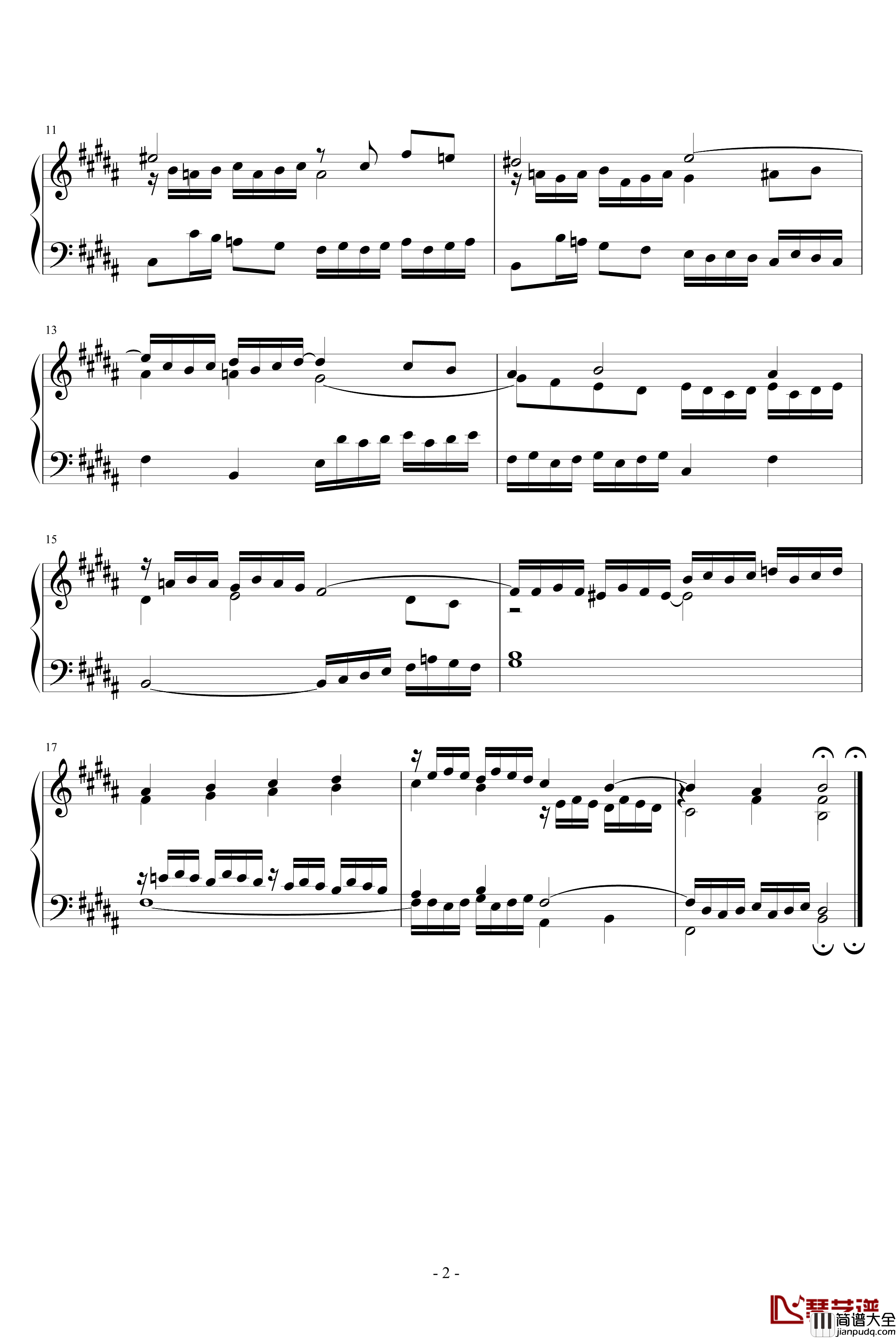 前奏曲钢琴谱_Ferrari版_巴赫