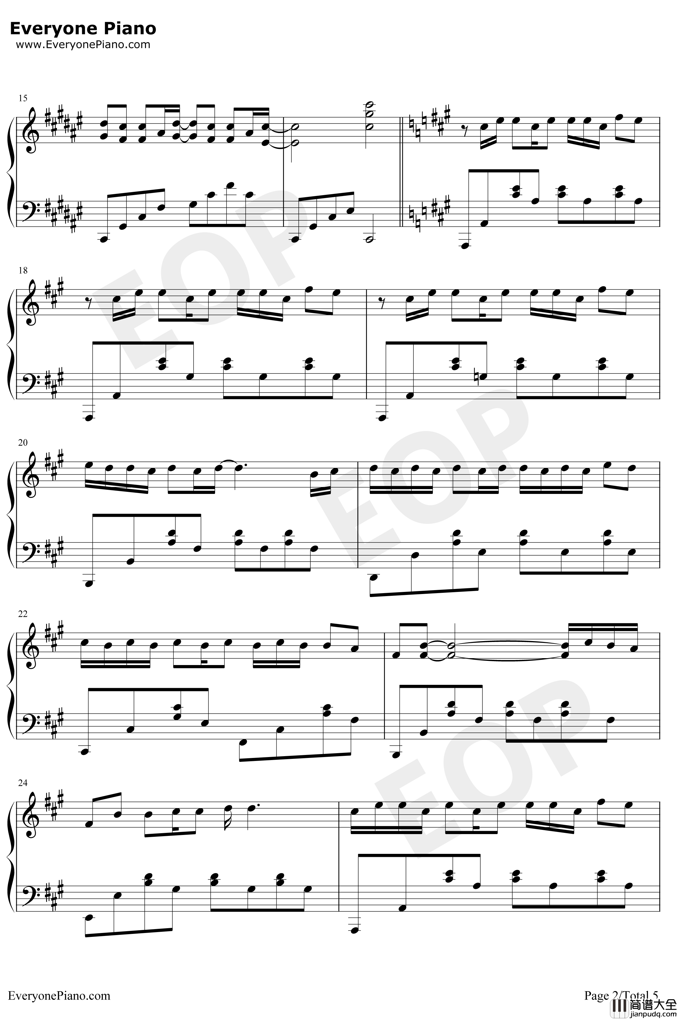 昨日青空钢琴谱_尤长靖_昨日青空同名青春主题曲