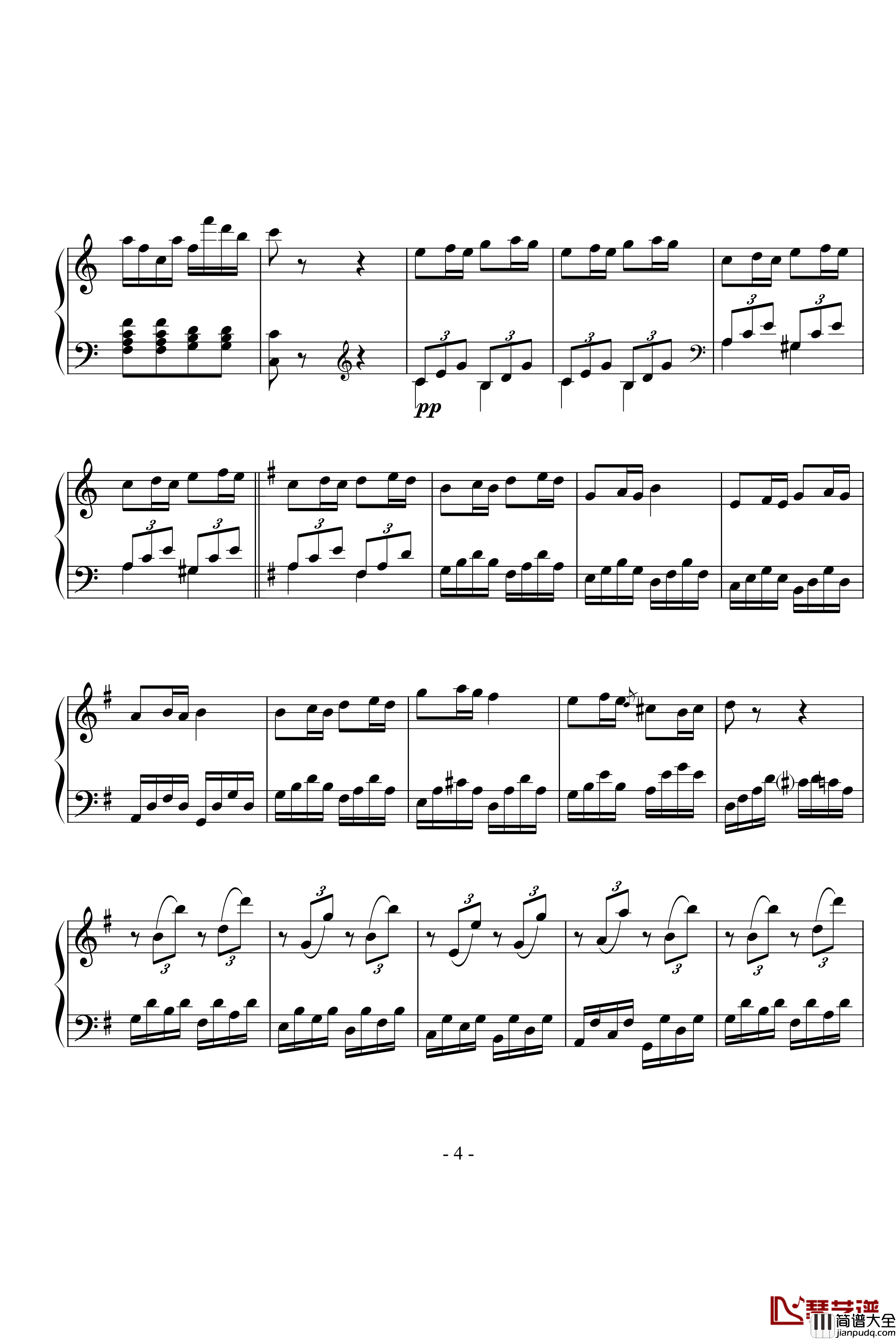 第25奏鸣曲第三乐章钢琴谱_贝多芬_beethoven
