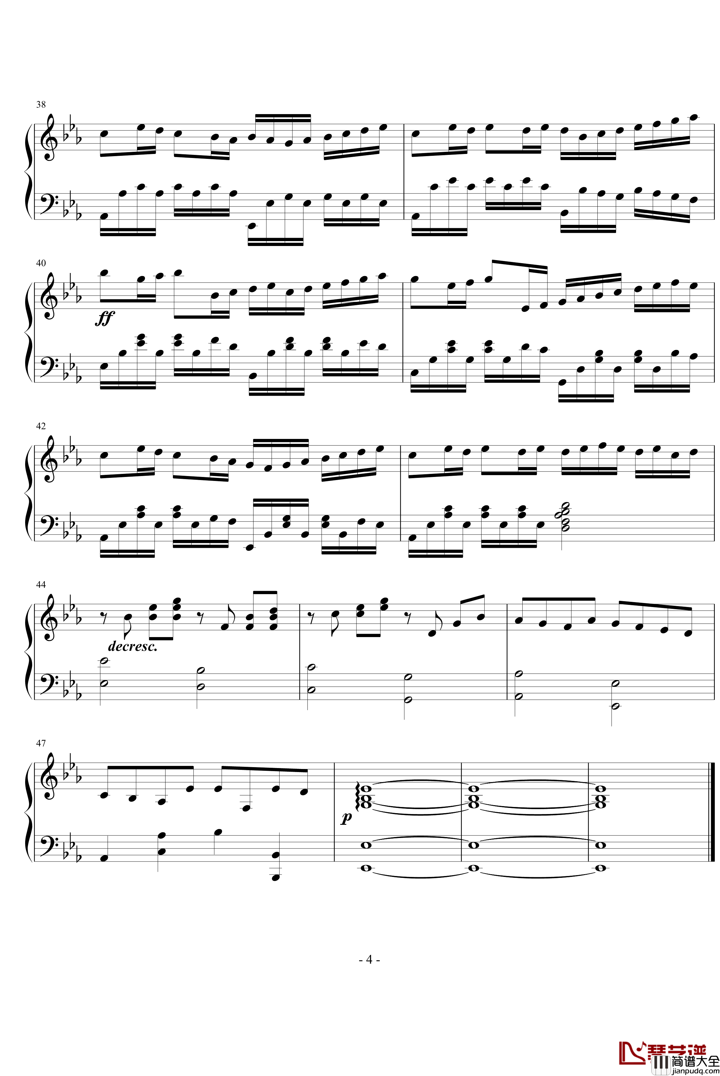 卡农钢琴谱—P版_帕赫贝尔_Pachelbel