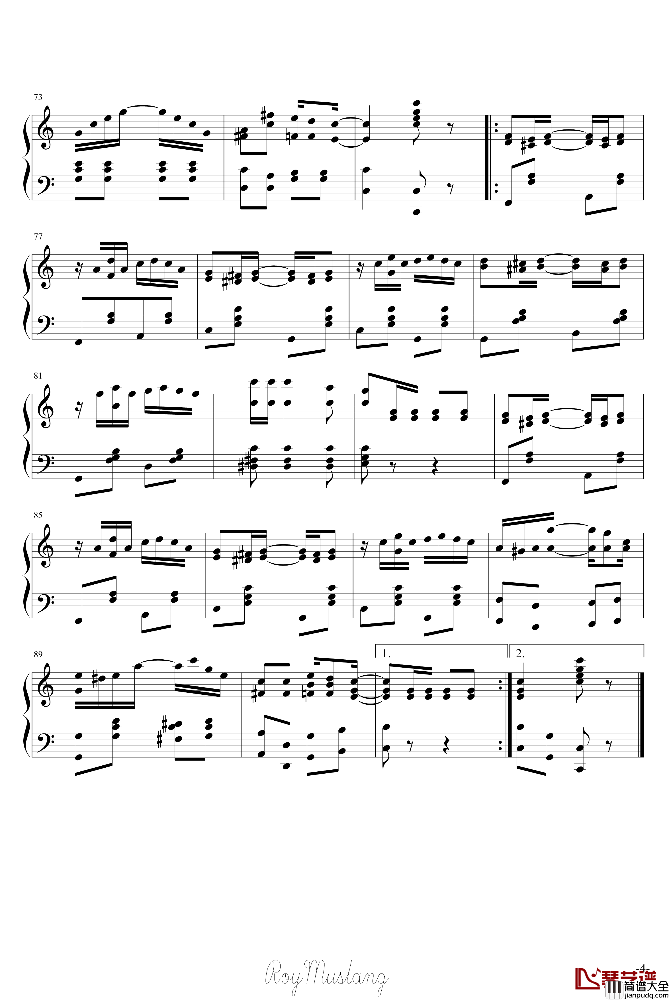 The_Entertainer钢琴谱_世界名曲