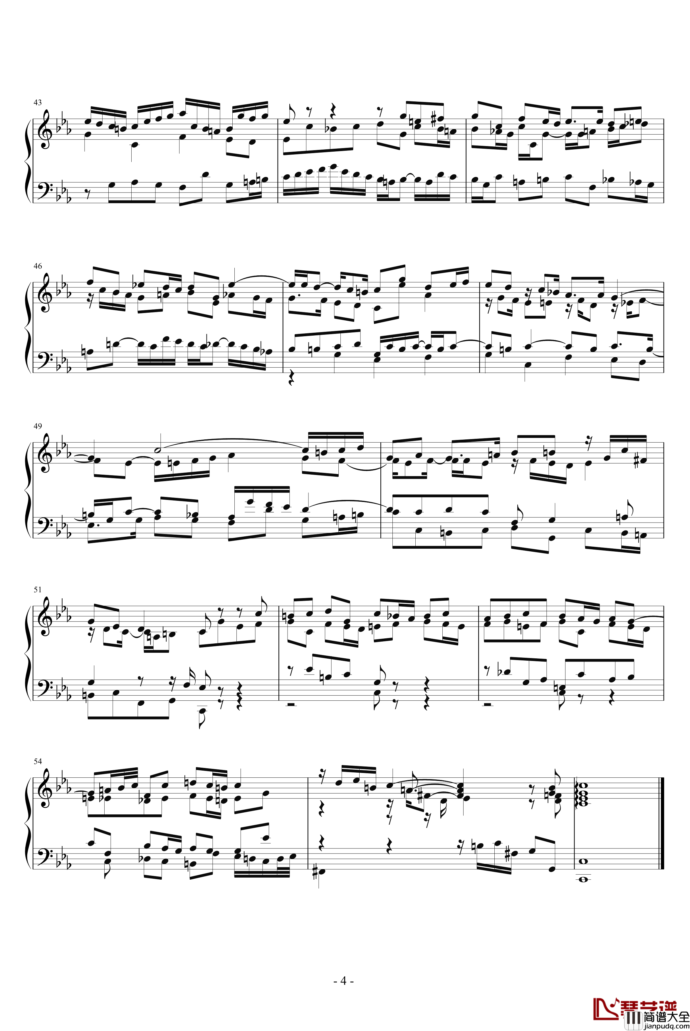 c小调前奏曲与赋格钢琴谱_第二册_巴赫_P.E.Bach