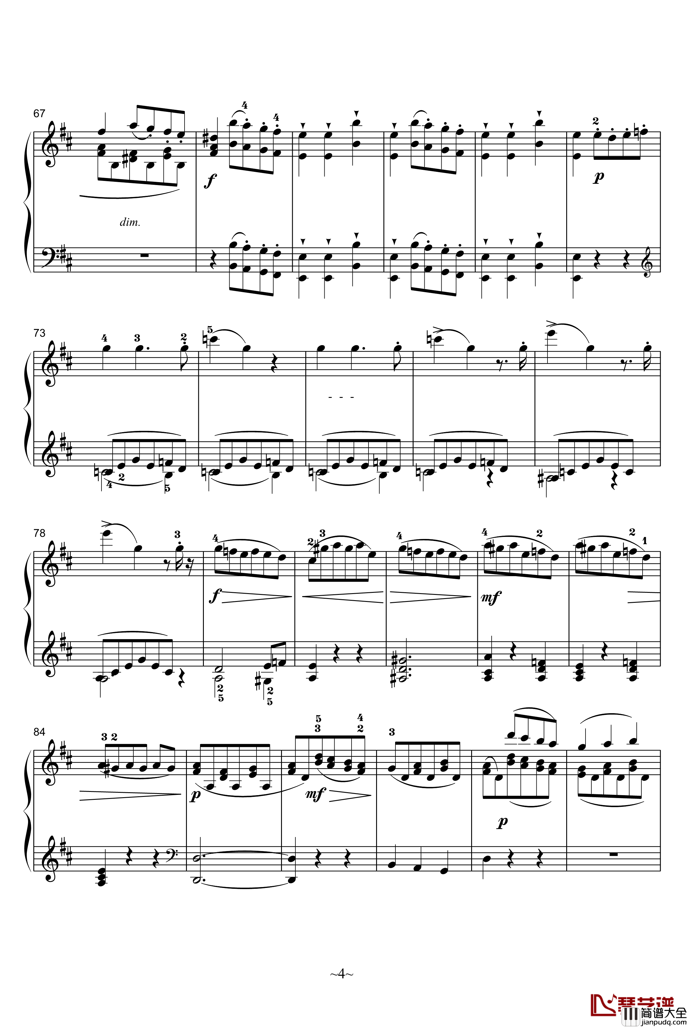 A大调奏鸣曲第二乐章钢琴谱_莫扎特