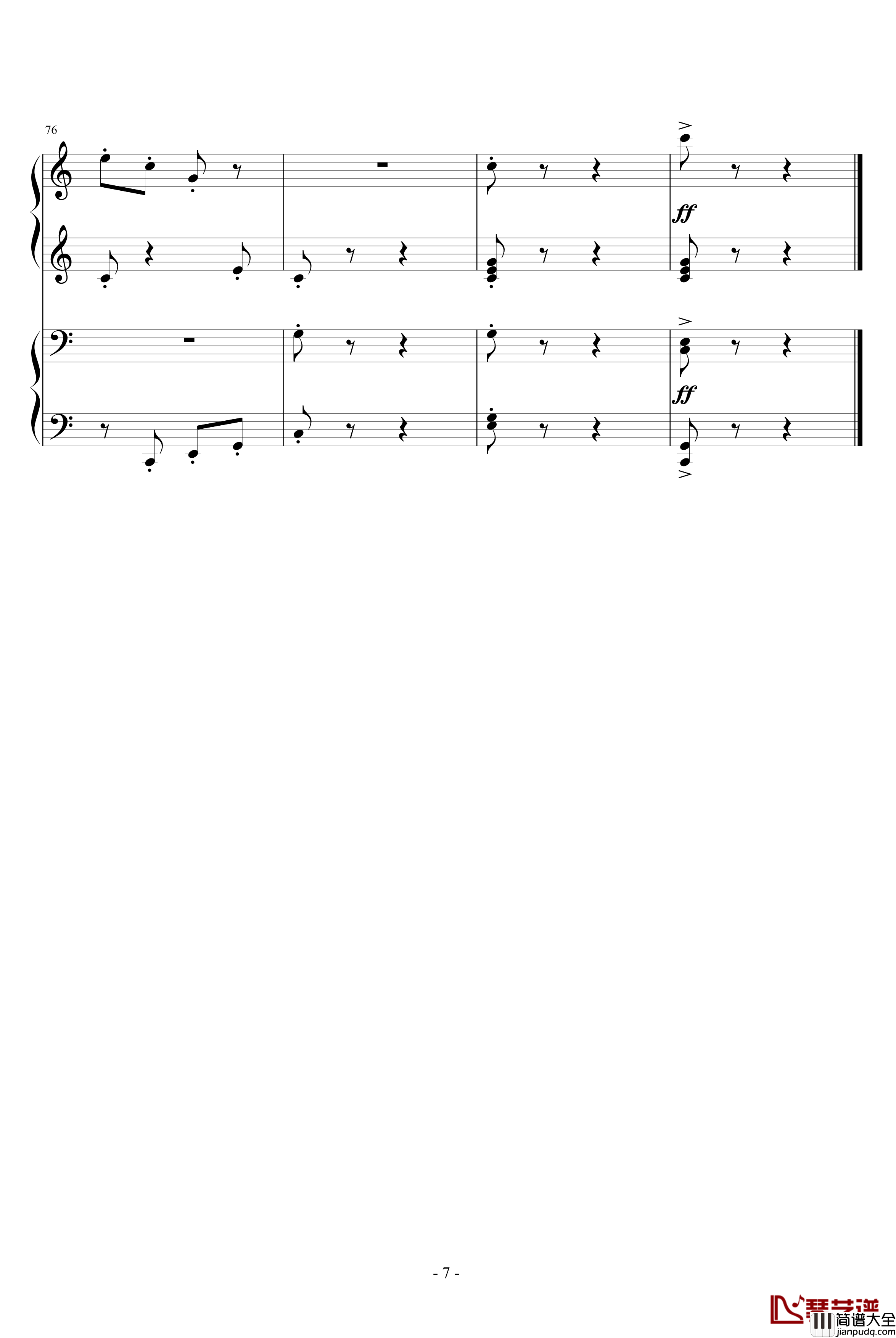 拨奏波尔卡舞曲钢琴谱_四手联弹_约翰·施特劳斯