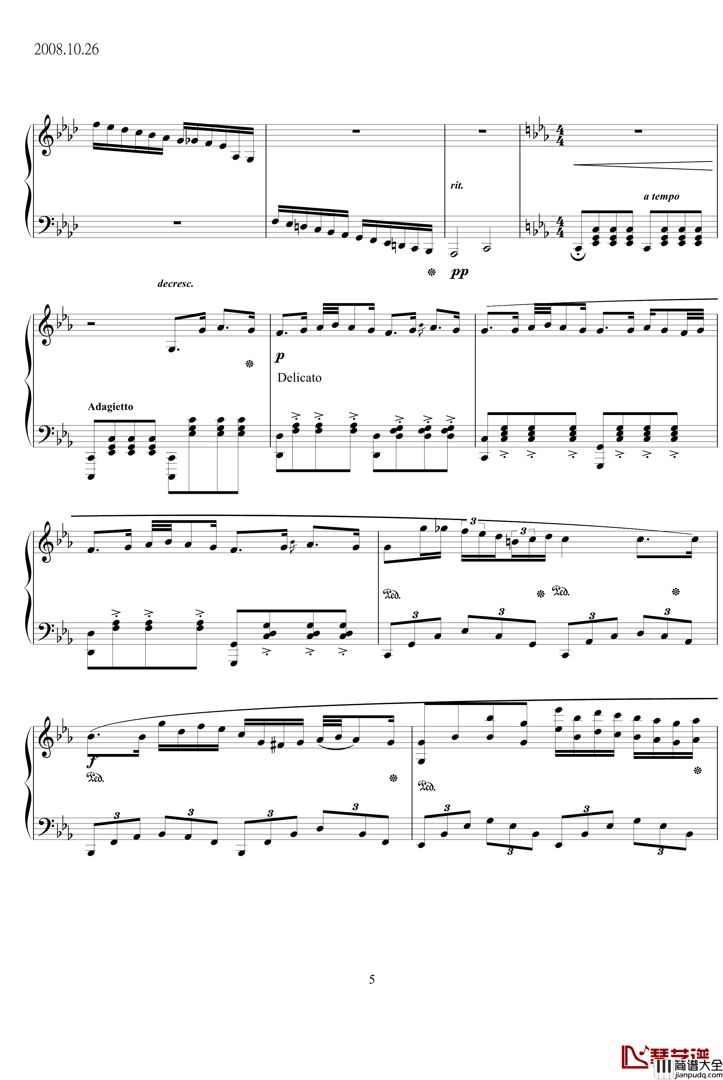 c小调叙事曲钢琴谱_leeyang521