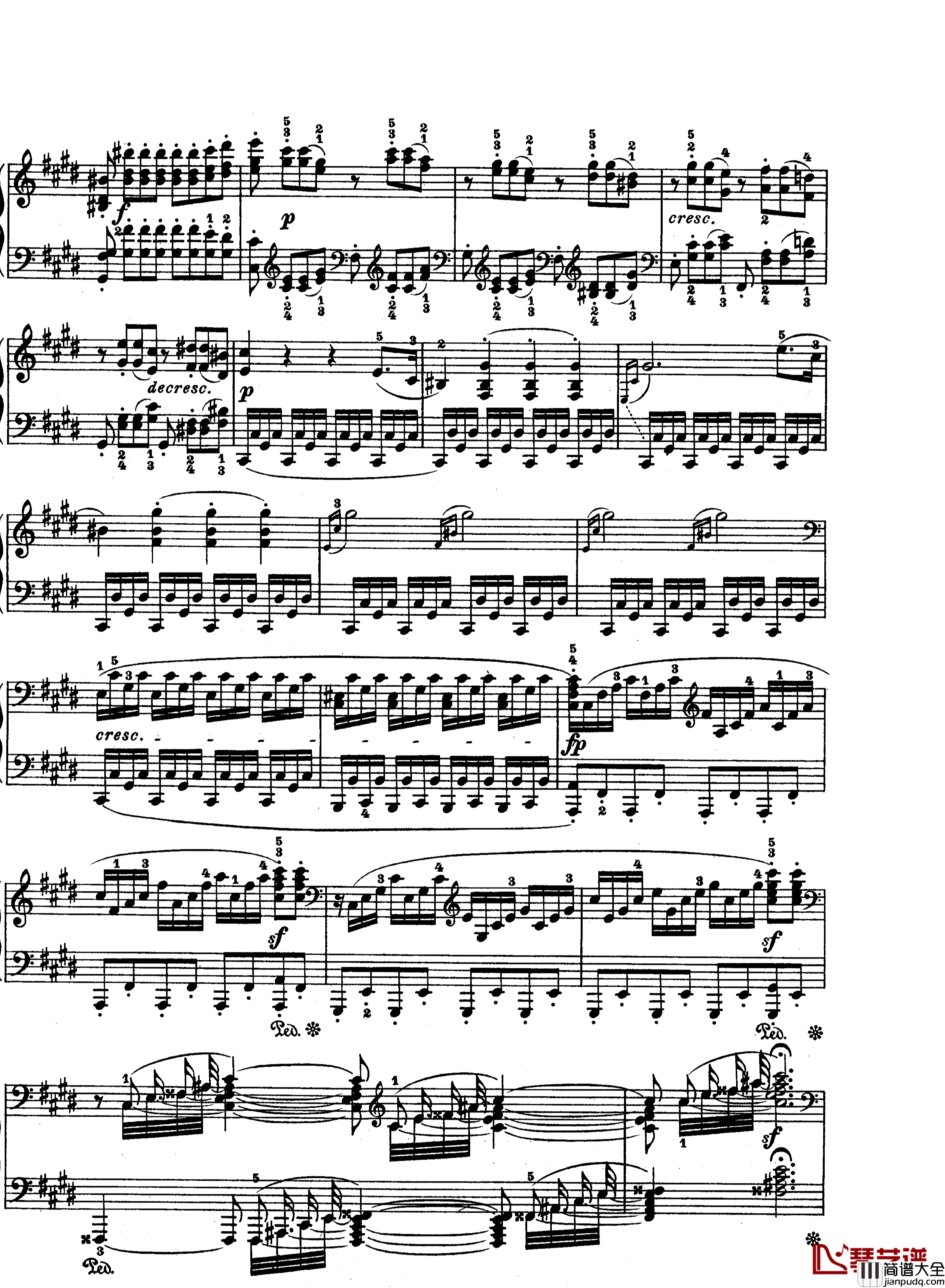 月光曲钢琴谱_第十四钢琴奏鸣曲_Op.27_No.2_贝多芬_beethoven