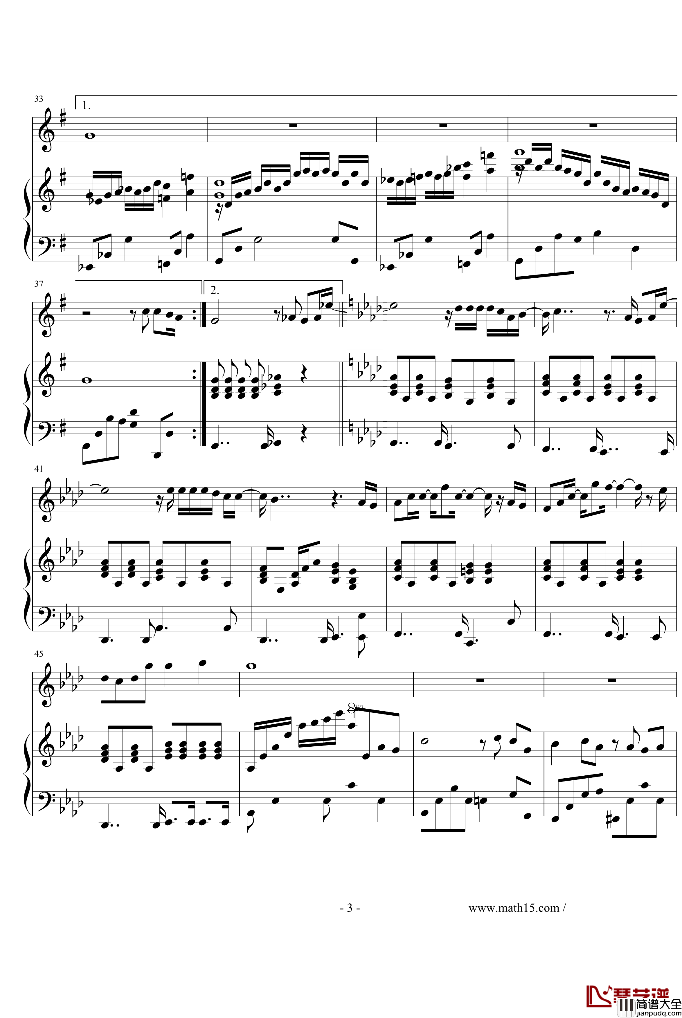 Because_of_Math钢琴谱_数联天地主题曲_蓝幻影麒麟