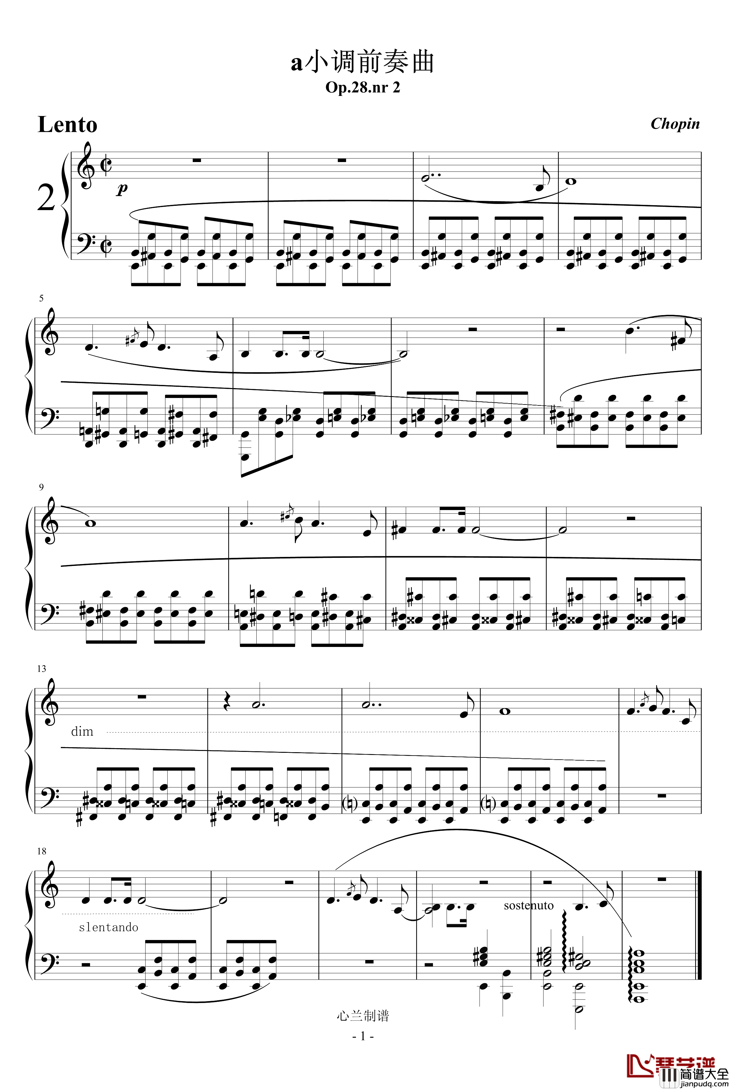 a小调前奏曲钢琴谱_肖邦_chopin