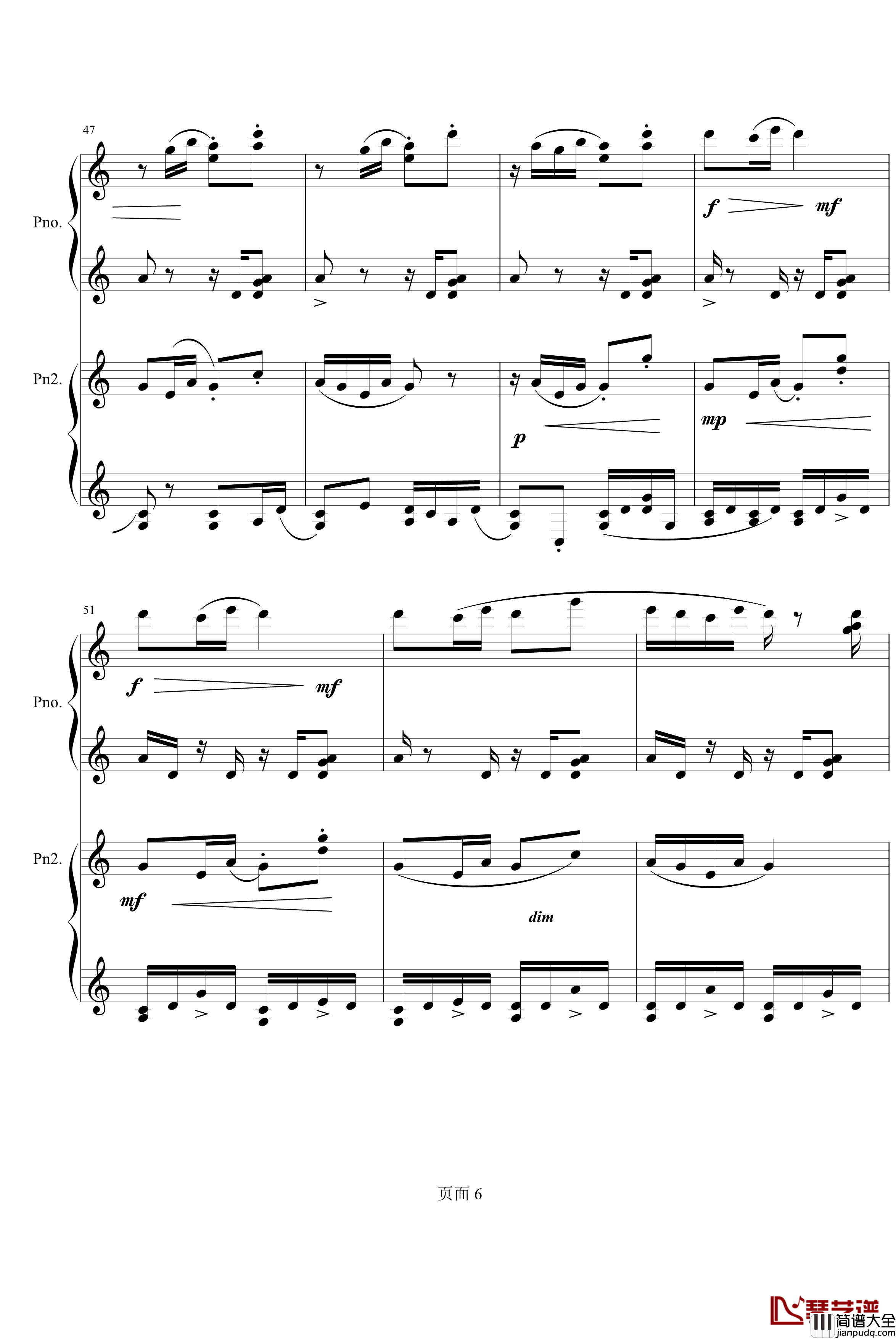 京韵钢琴谱_双钢琴_中国名曲