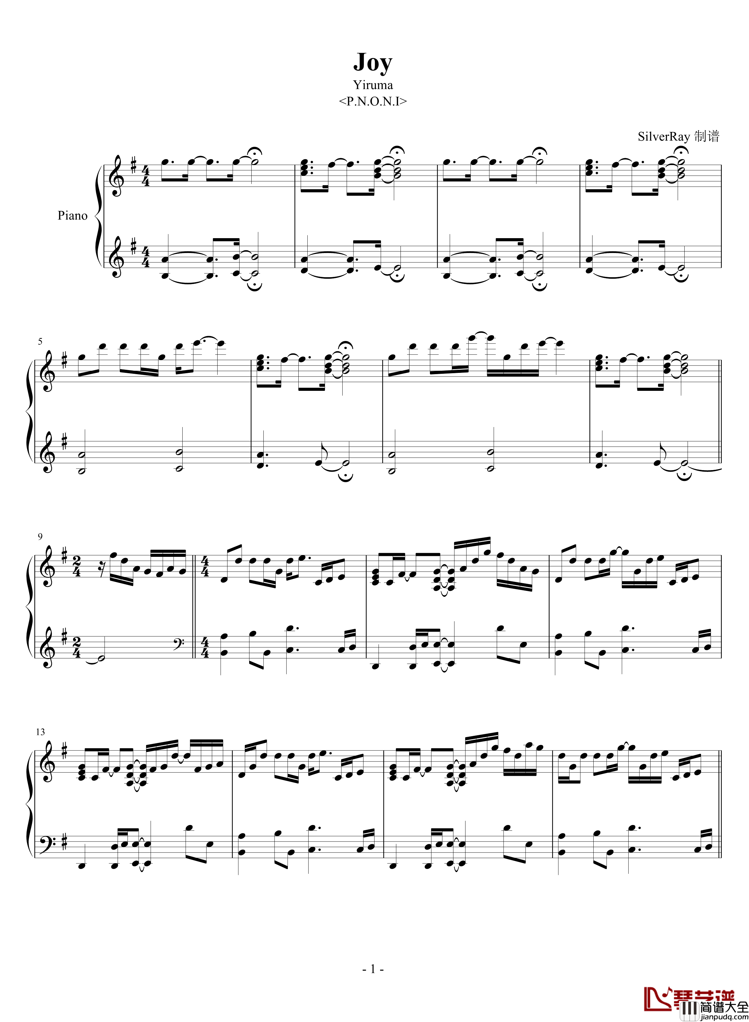 Joy钢琴谱_Yiruma