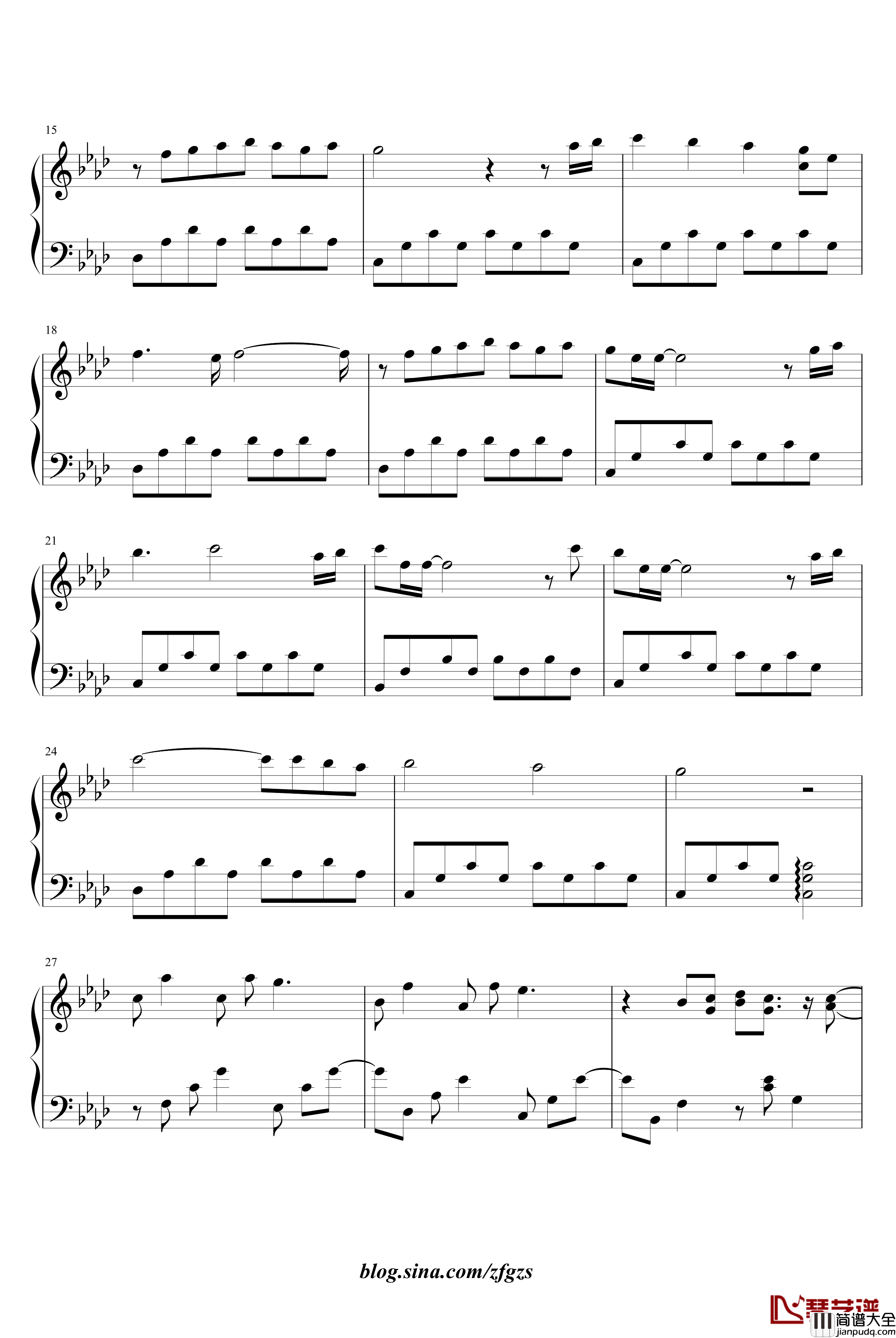 120日元之冬_BGM_星空钢琴谱_动漫影视