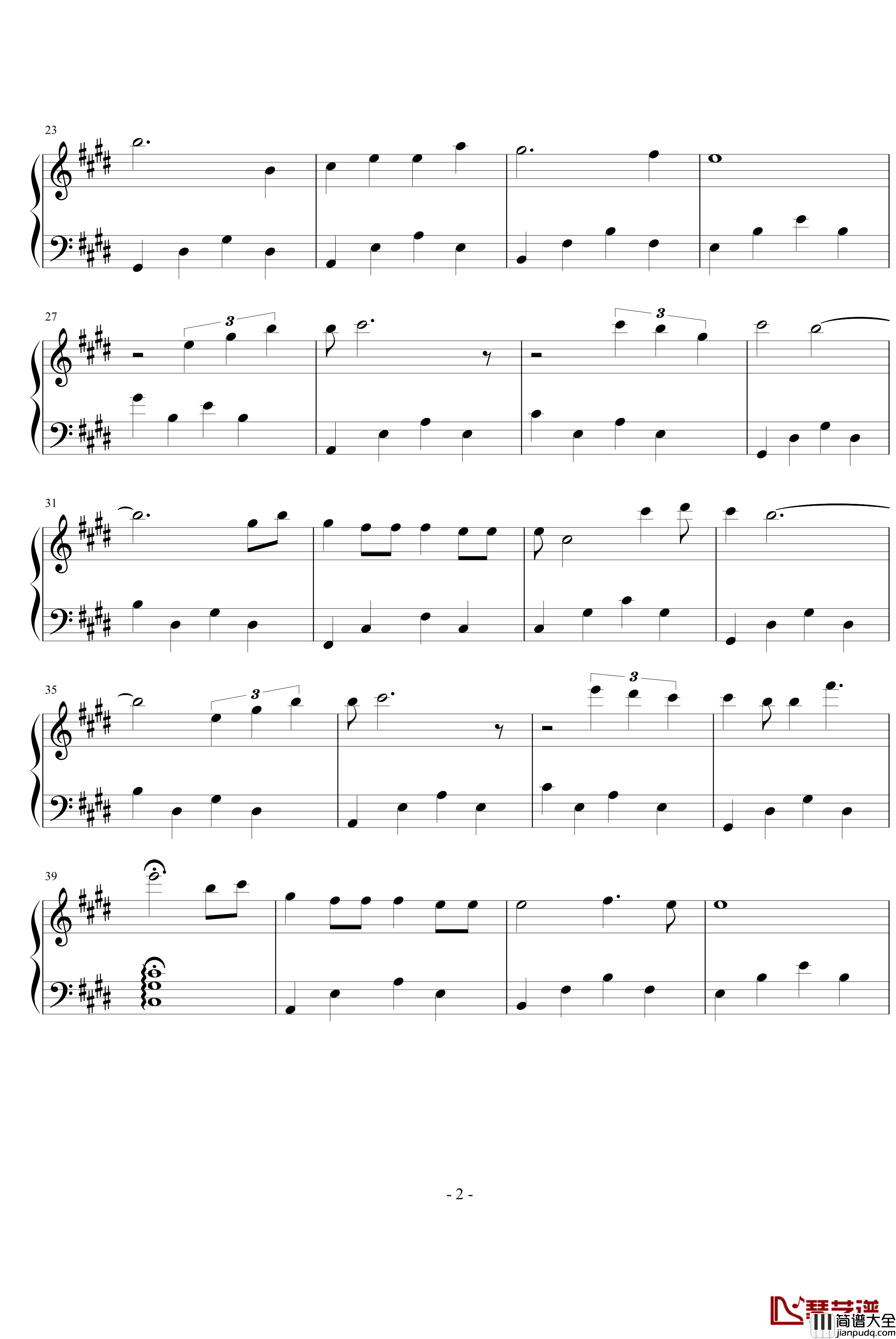 答应不爱你钢琴谱_仙剑三插曲_郑中基