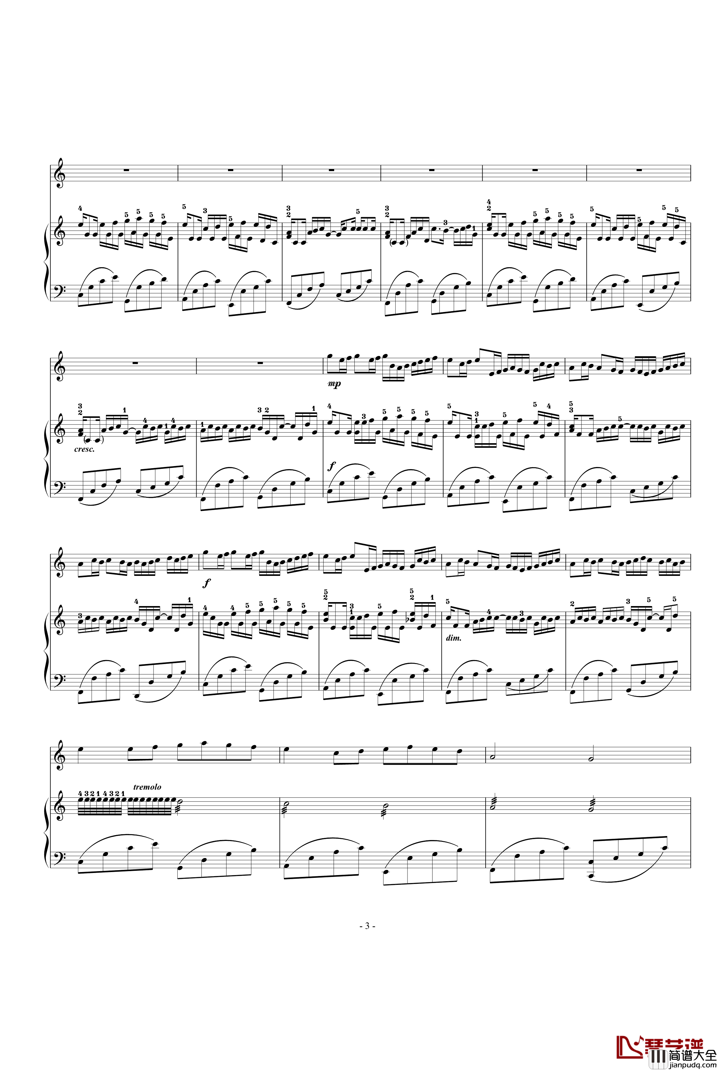 卡农_小提琴&钢琴钢琴谱_camellia修改版_帕赫贝尔_Pachelbel