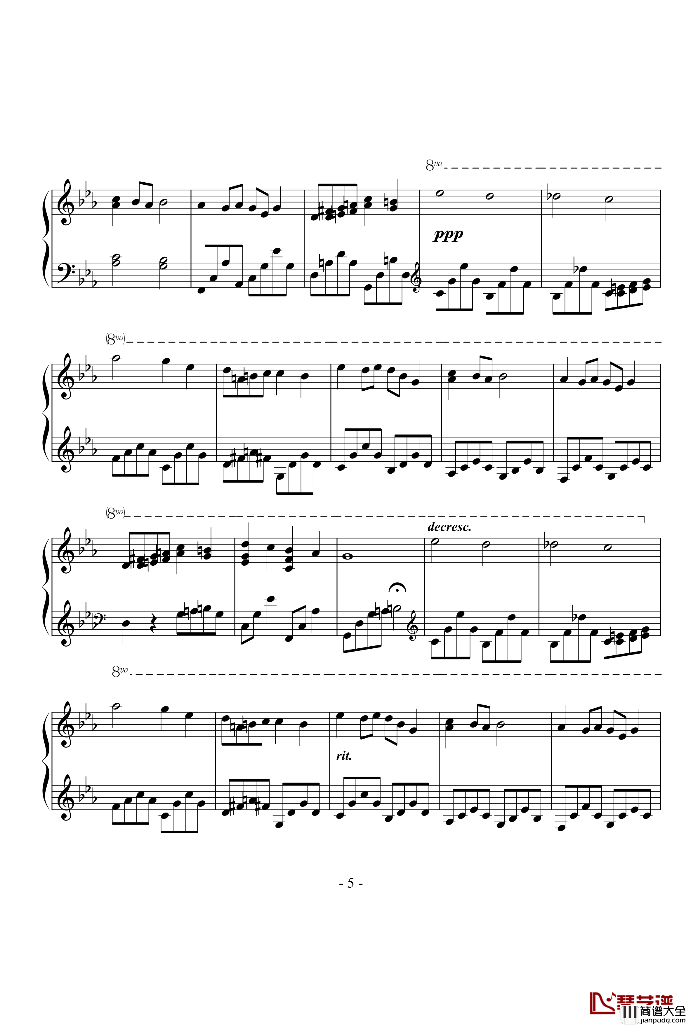 安睡的天使钢琴谱_Ku.Klux.Klan