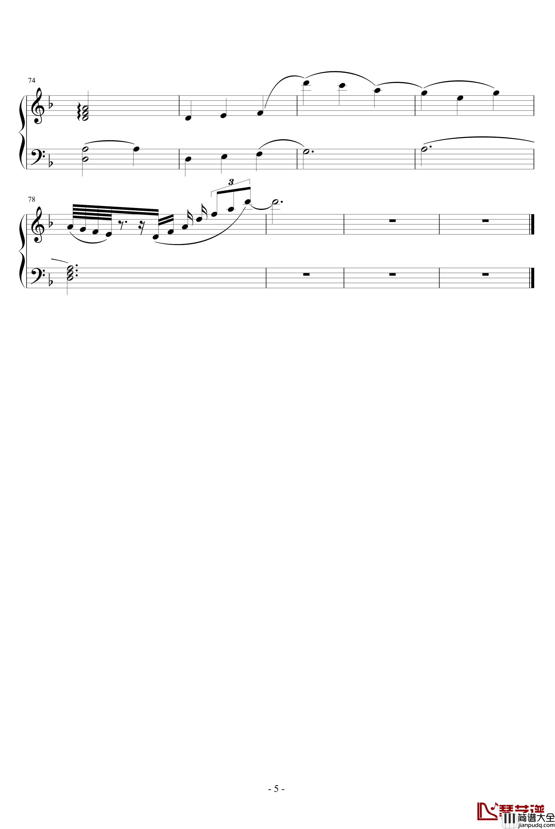 潘多拉之心插曲蕾西钢琴谱_简化钢琴版_影视