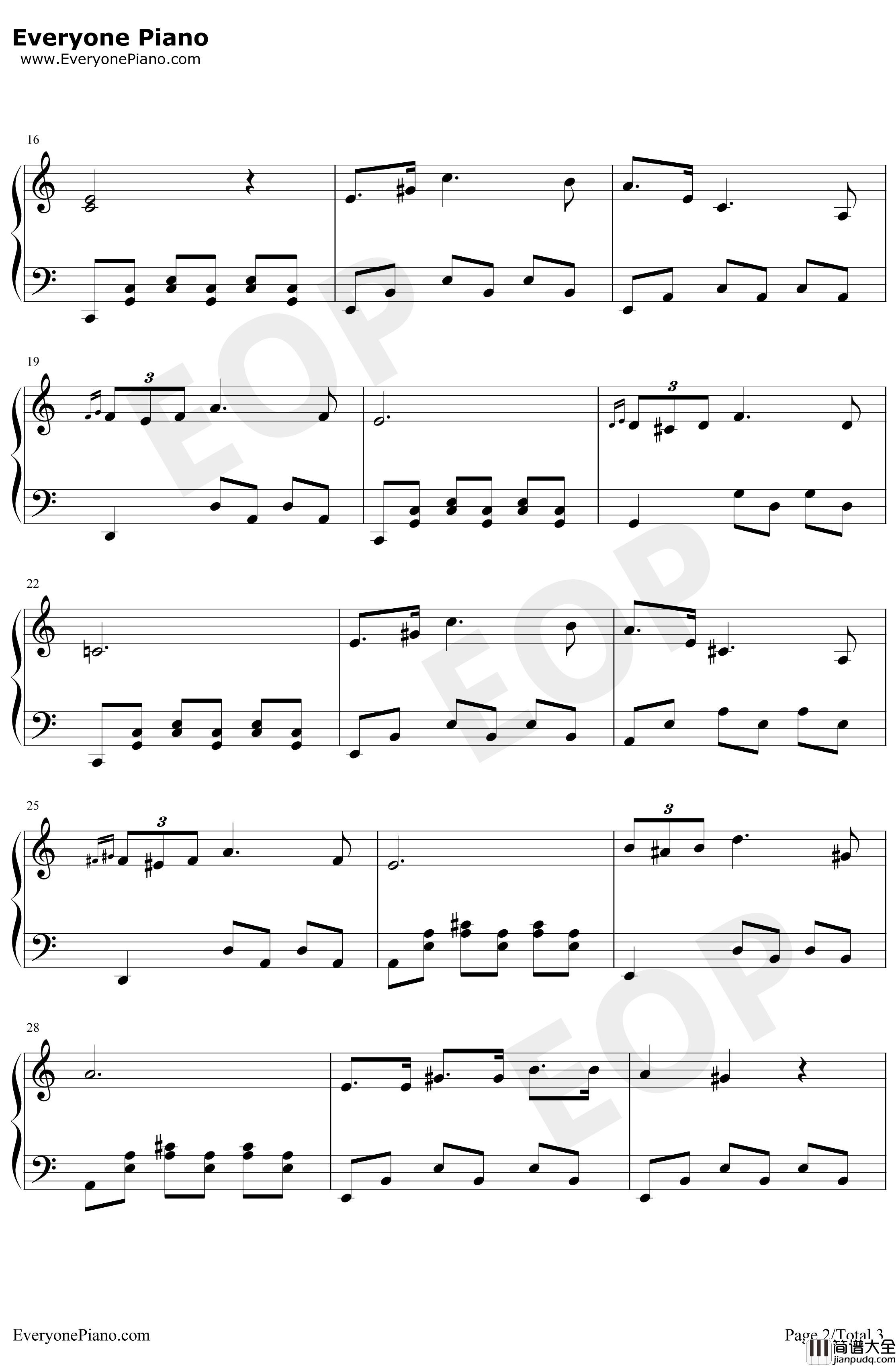 小夜曲钢琴谱_舒伯特_舒伯特C调原谱
