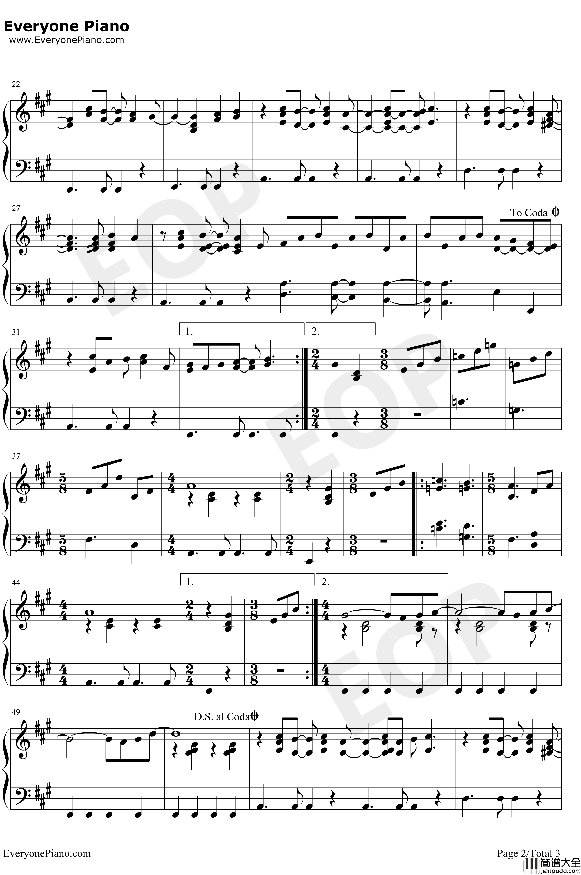 Here_Comes_the_Sun钢琴谱_TheBeatles