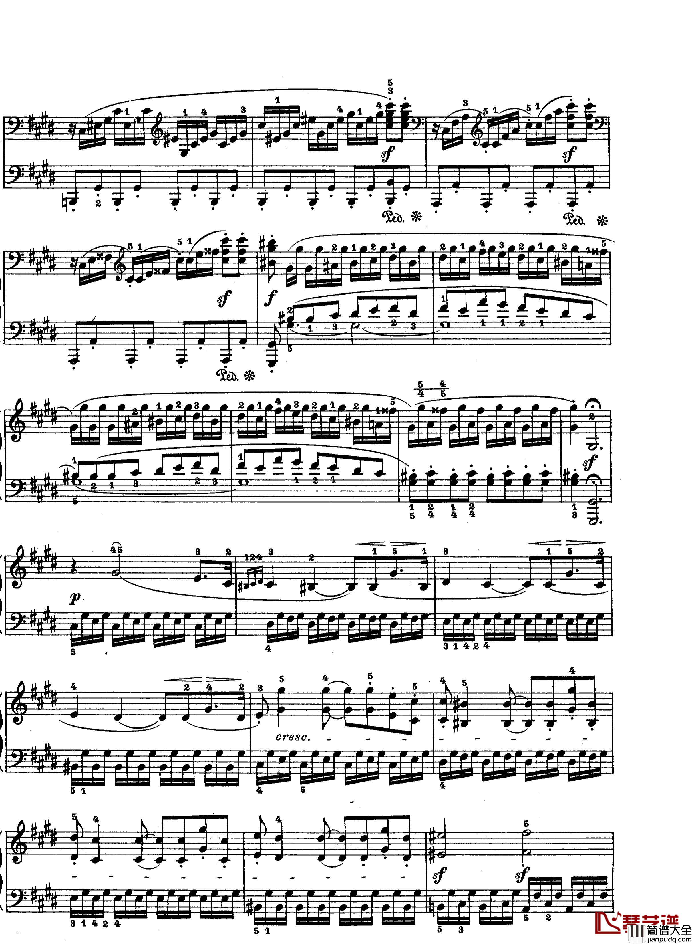 月光曲钢琴谱_第十四钢琴奏鸣曲_Op.27_No.2_贝多芬_beethoven