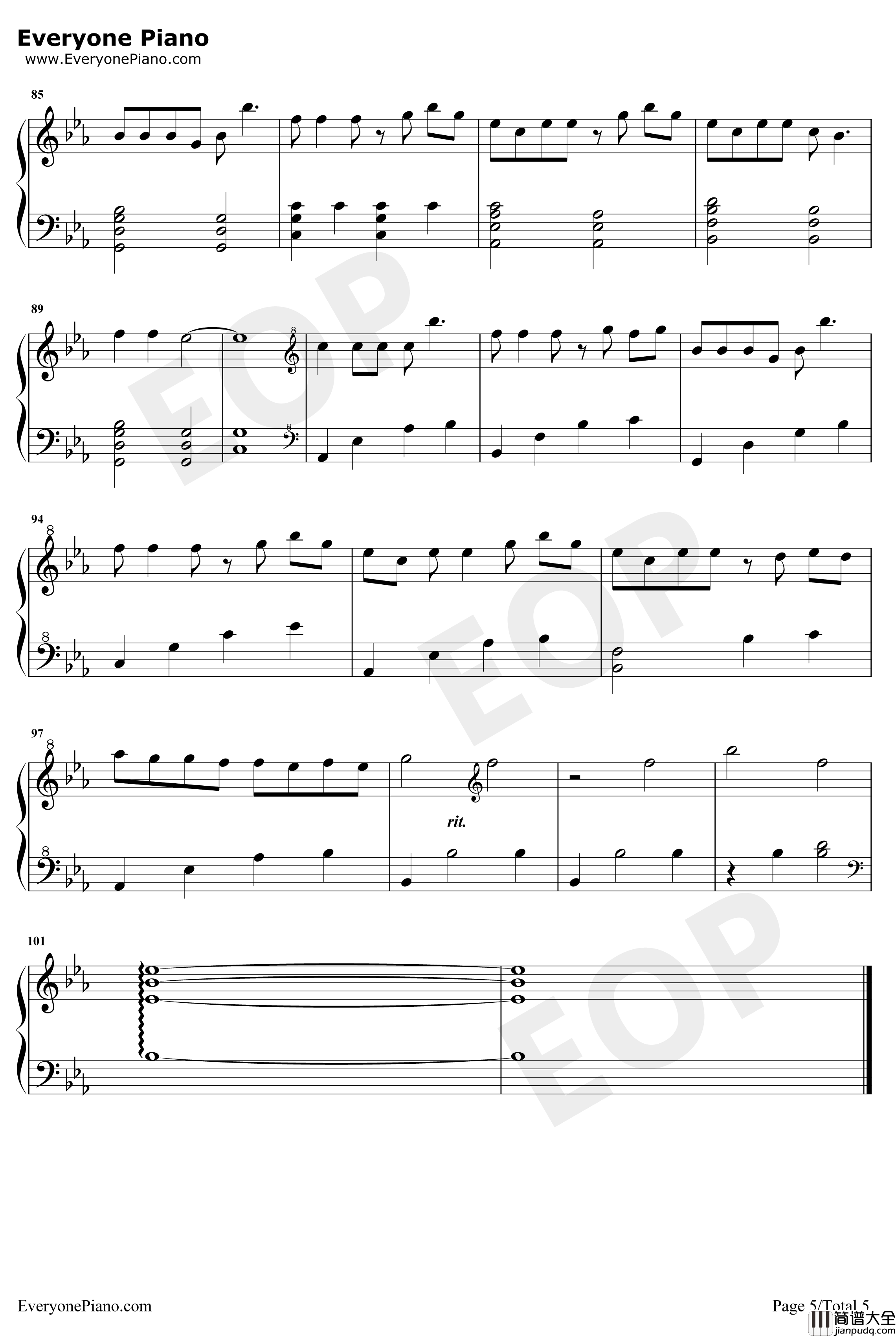 绿色钢琴谱_陈雪凝_完美钢琴版_抖音爆火