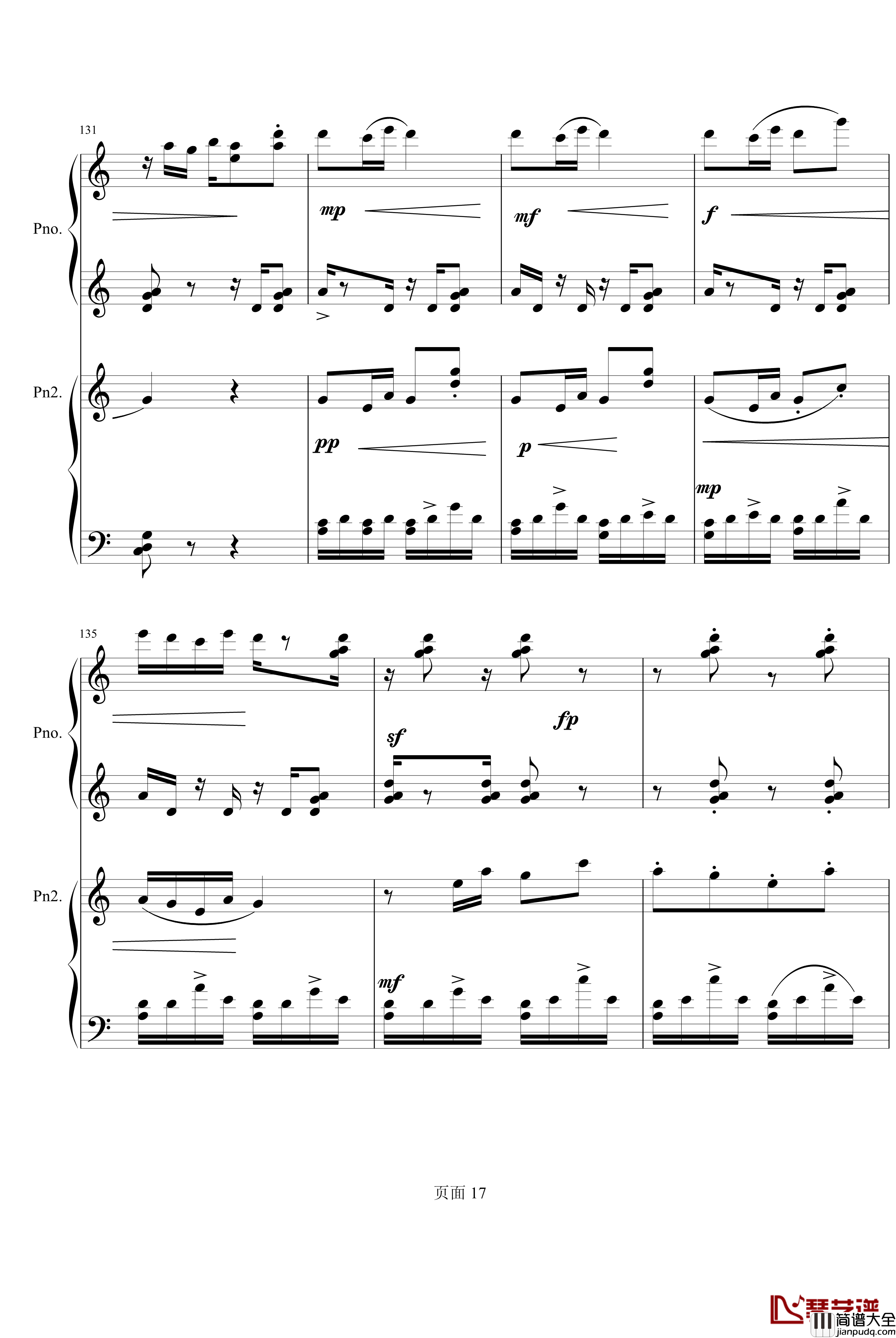 京韵钢琴谱_双钢琴_中国名曲