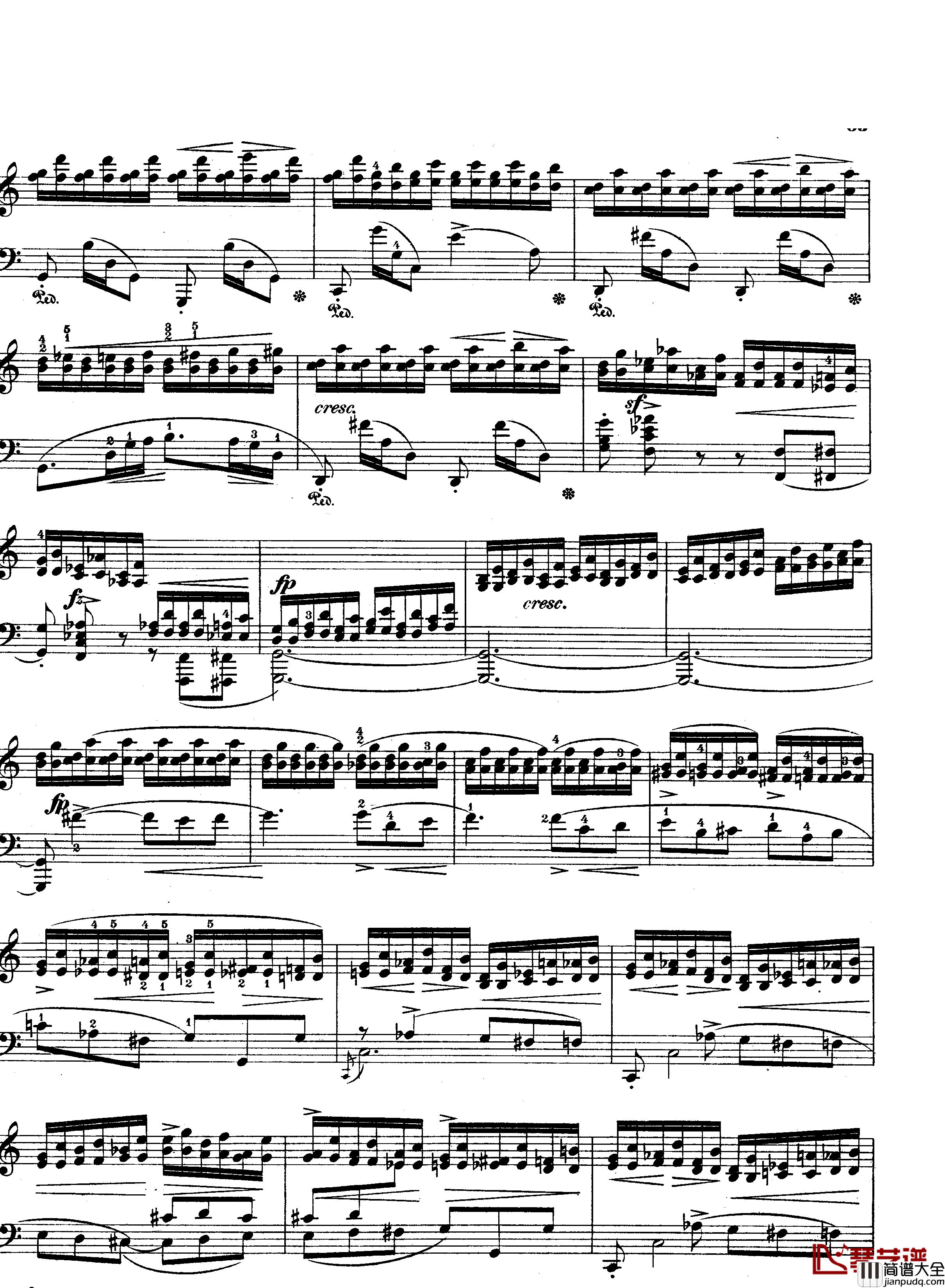 黑键练习曲钢琴谱_肖邦_chopin
