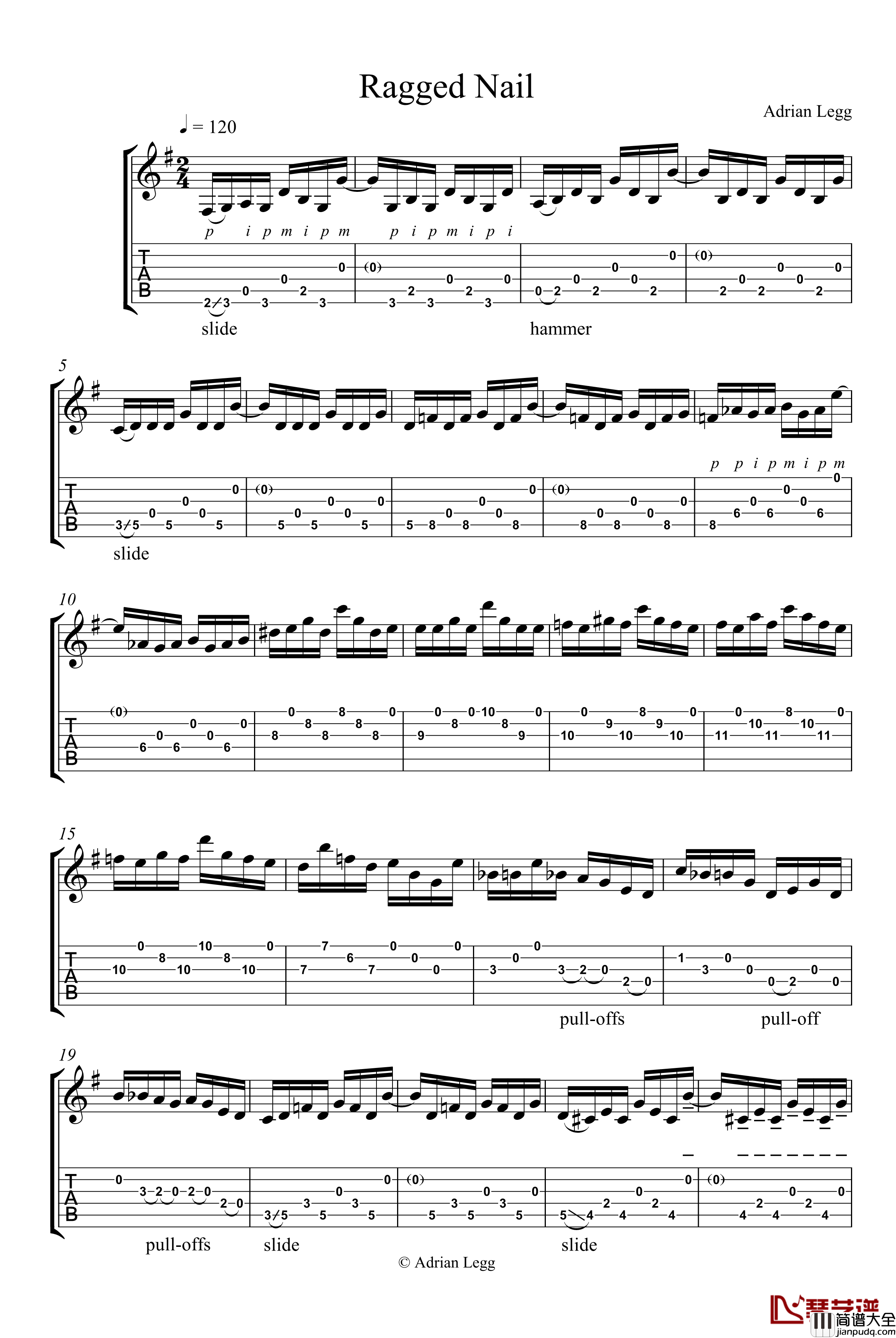吉他练习曲钢琴谱_世界名曲