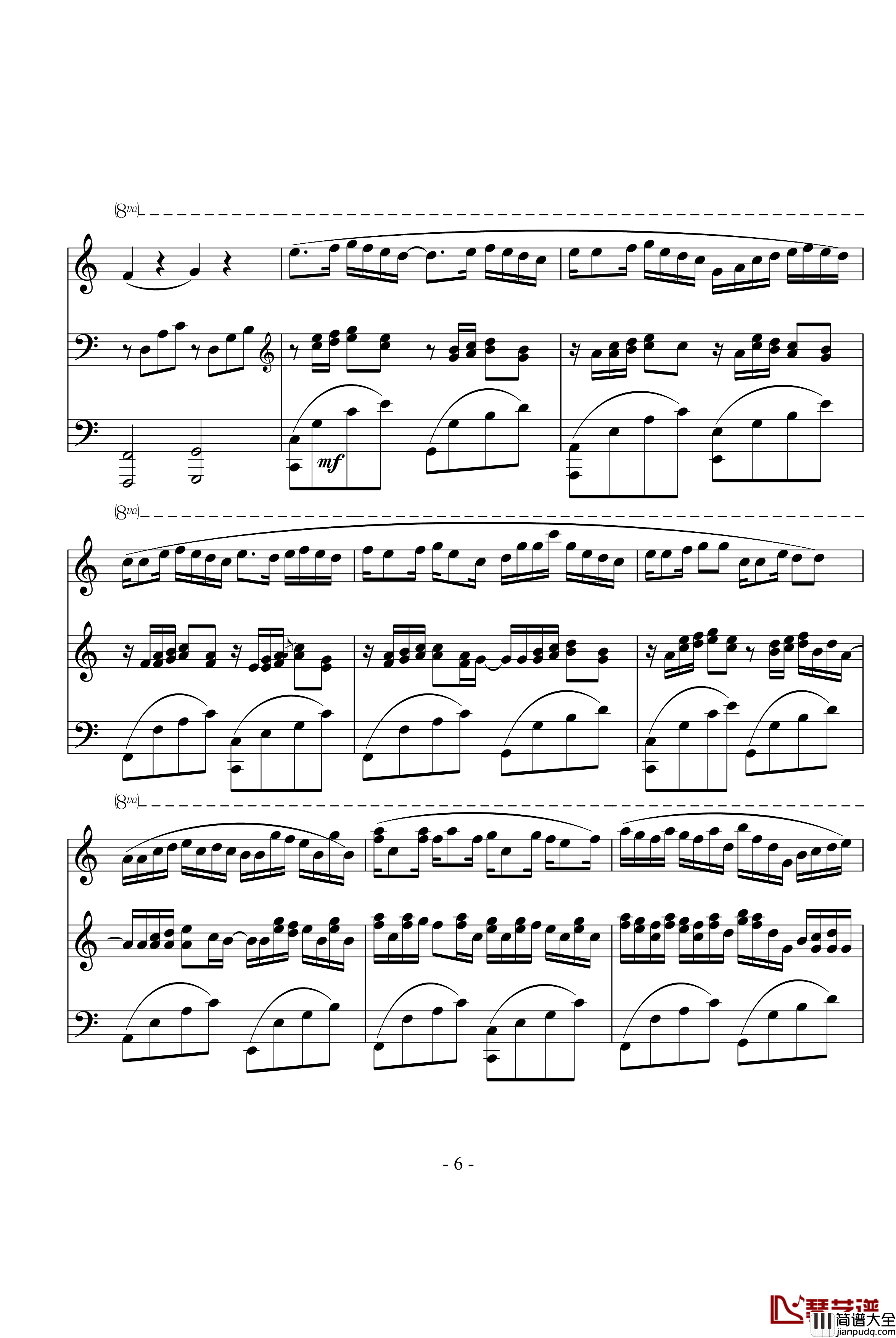 卡农钢琴谱_三手_帕赫贝尔_Pachelbel