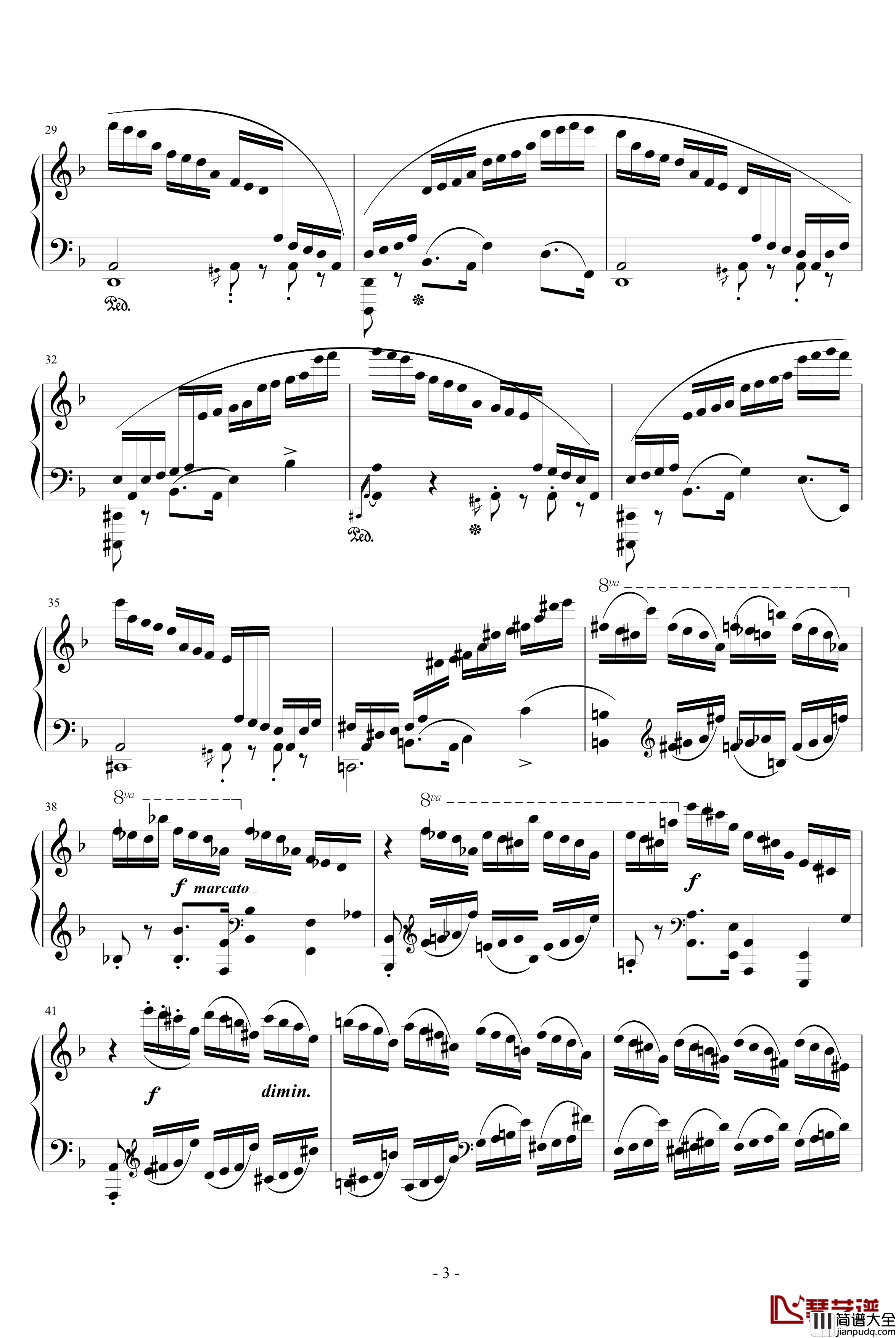 肖邦练习曲8钢琴谱_肖邦_chopin