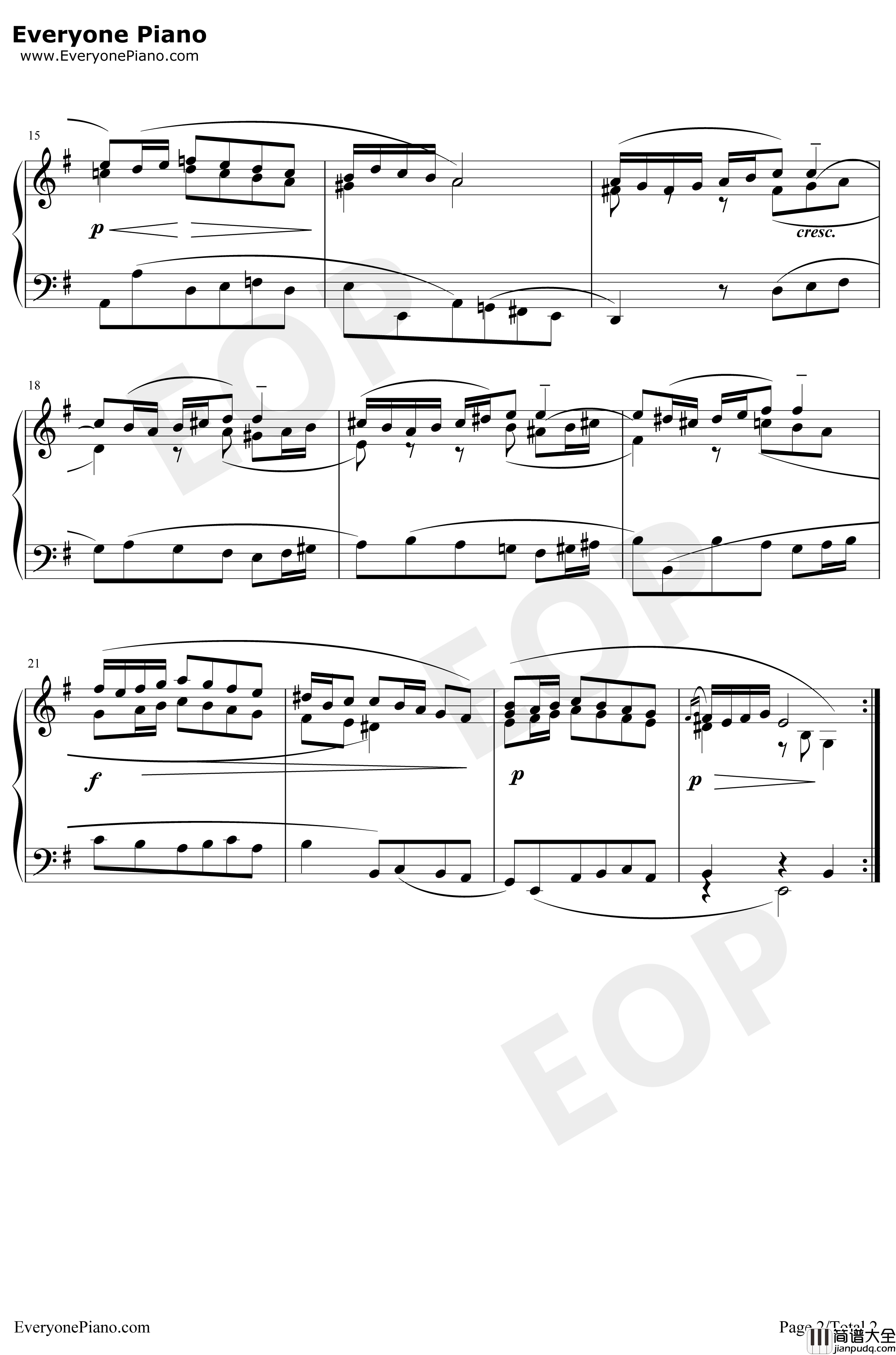 萨拉班德舞曲26钢琴谱_巴赫_巴赫初级钢琴曲集