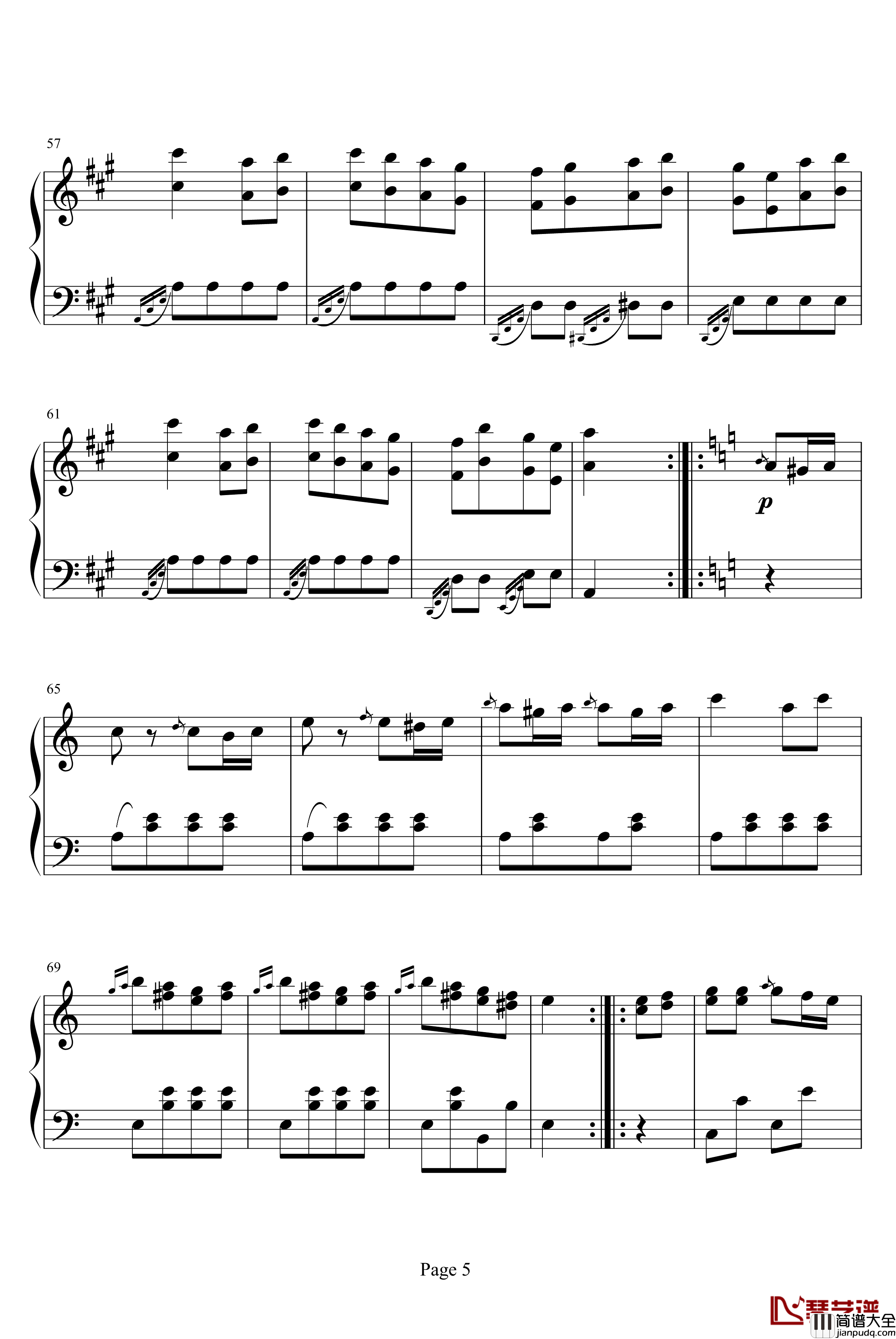 土耳其进行曲钢琴谱_莫扎特