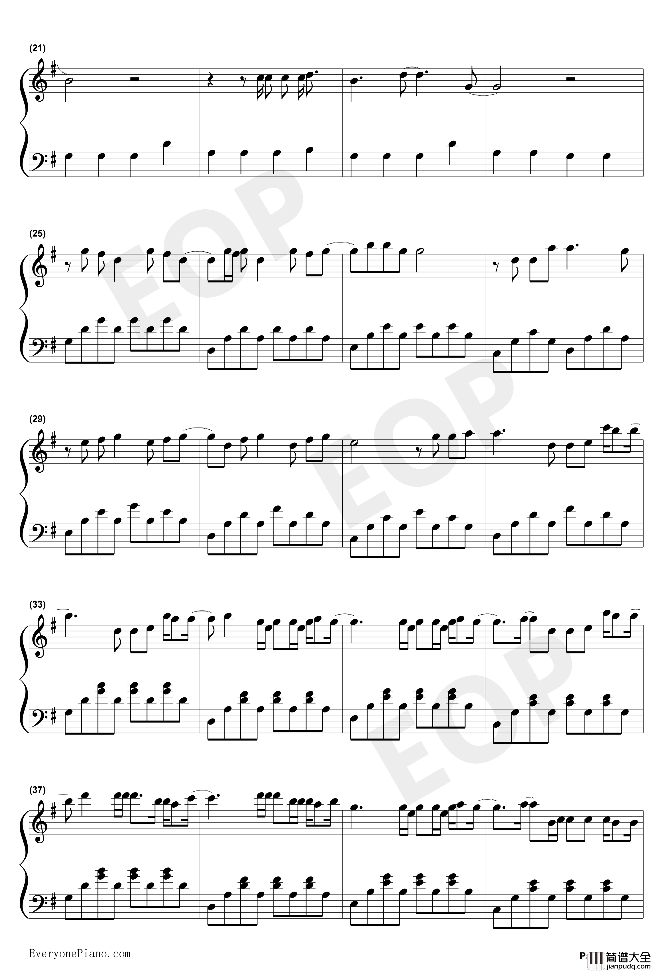 鹿_Be_Free钢琴谱_尚雯婕_熊出没奇幻空间主题曲