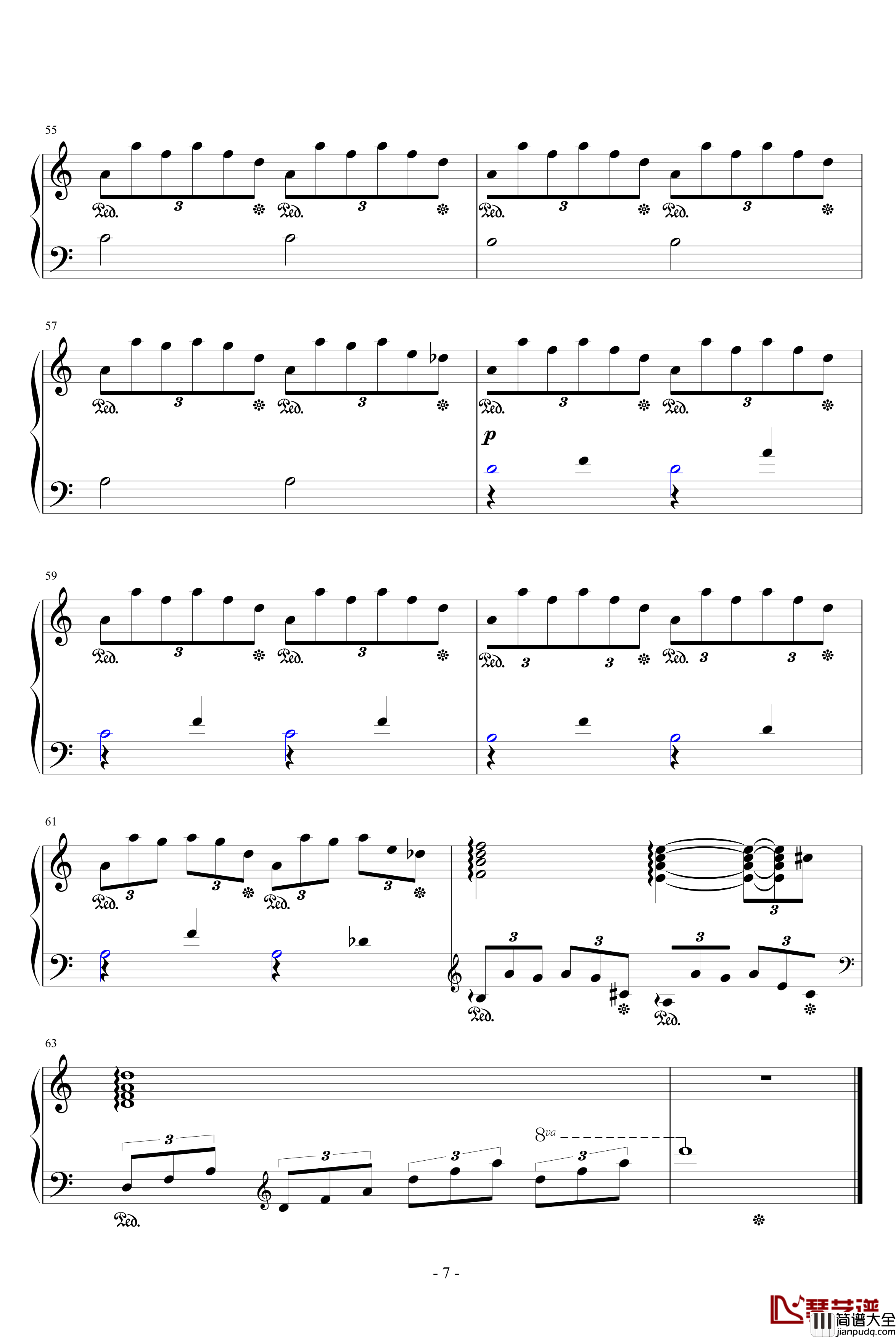 狂想曲涟漪钢琴谱_升c小调