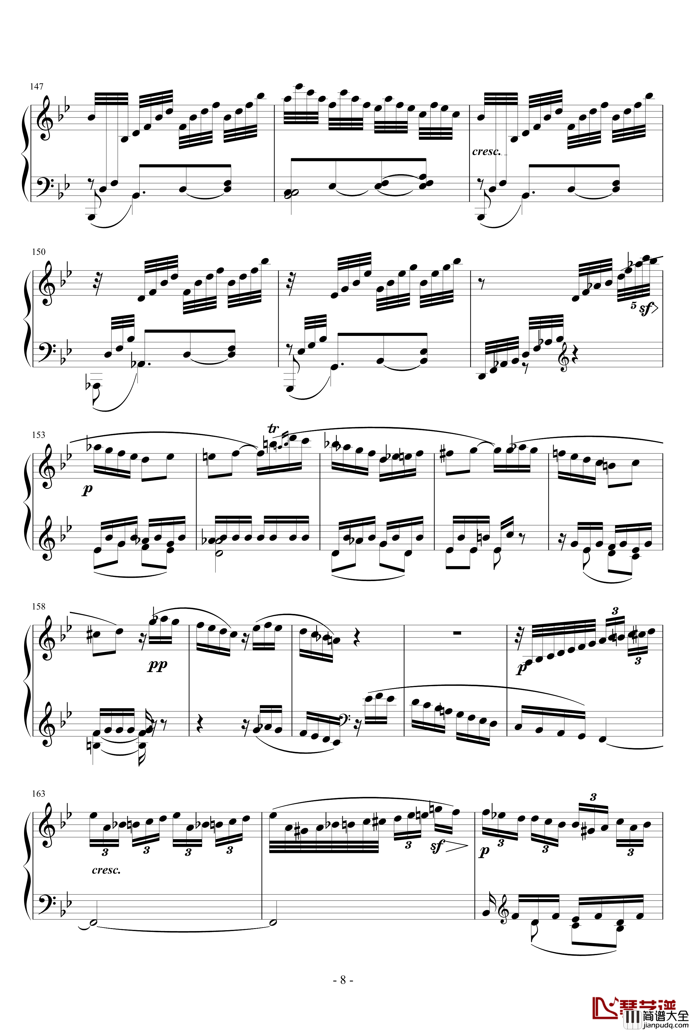 降B大调奏鸣曲第四乐章钢琴谱_贝多芬_beethoven
