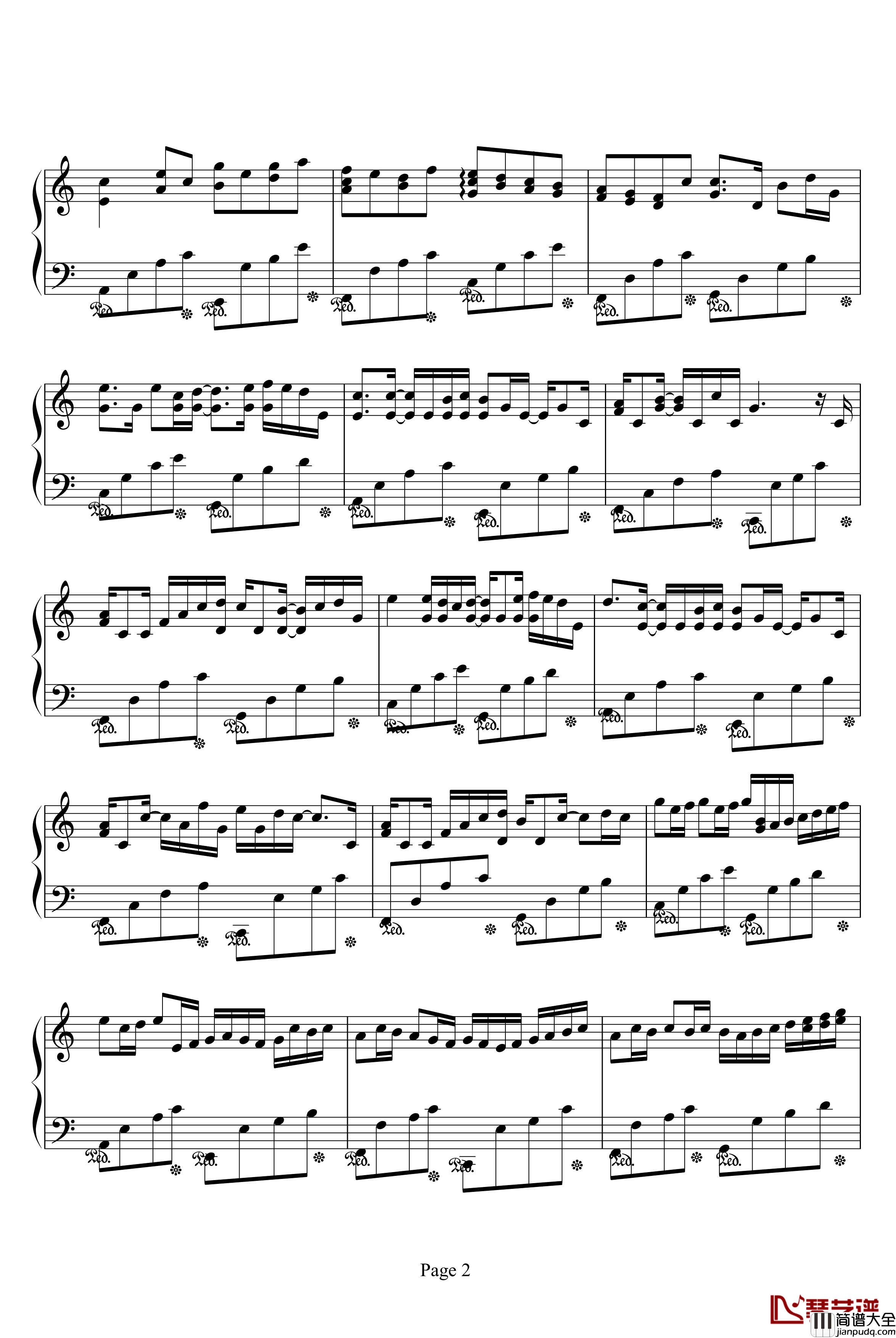 卡农钢琴谱_情感100%_帕赫贝尔_Pachelbel