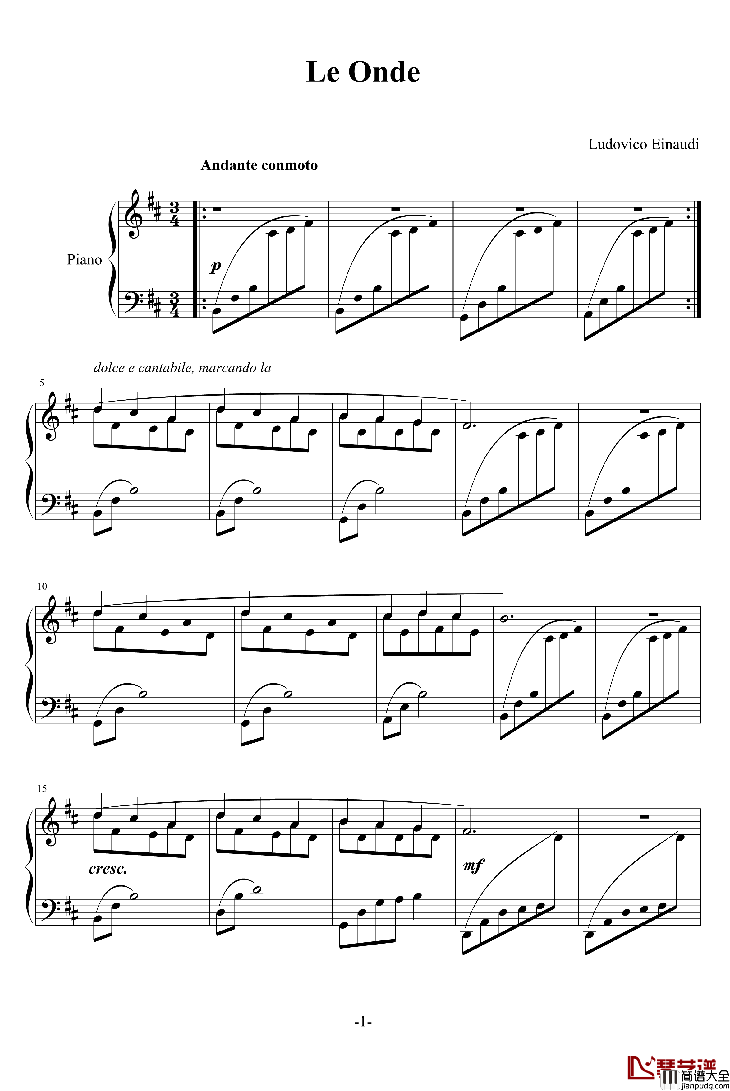 le_onde钢琴谱_Ludovico_Einaudi