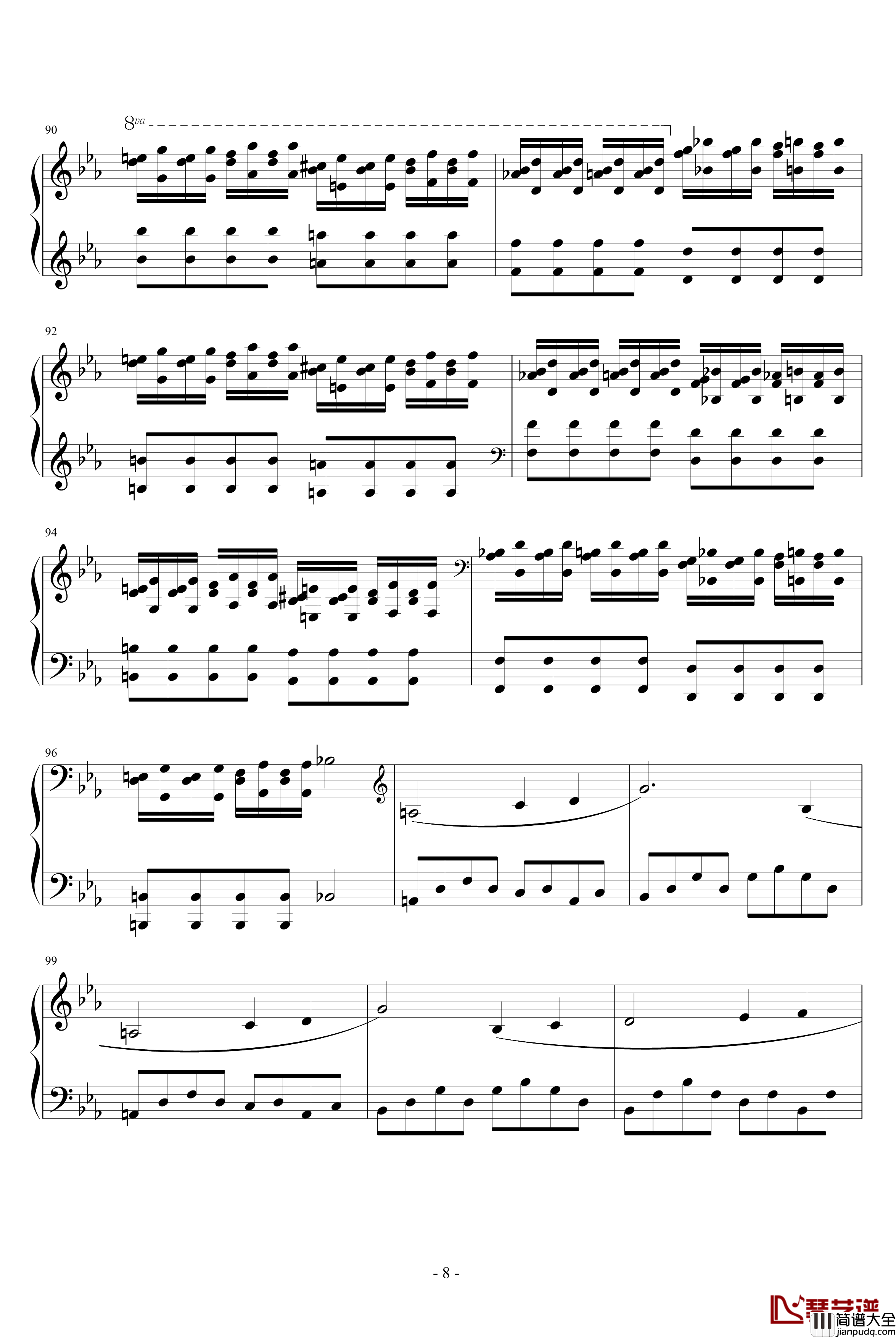 华沙协奏曲钢琴谱_世界名曲