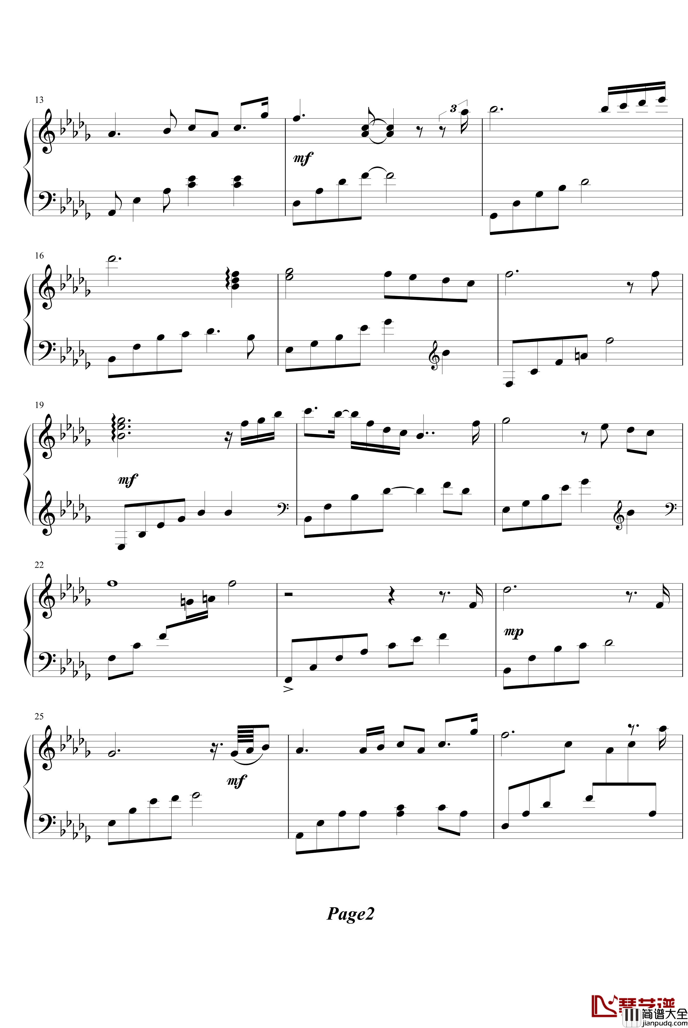Tears眼泪钢琴曲钢琴谱_綾楓版_蓝色生死恋