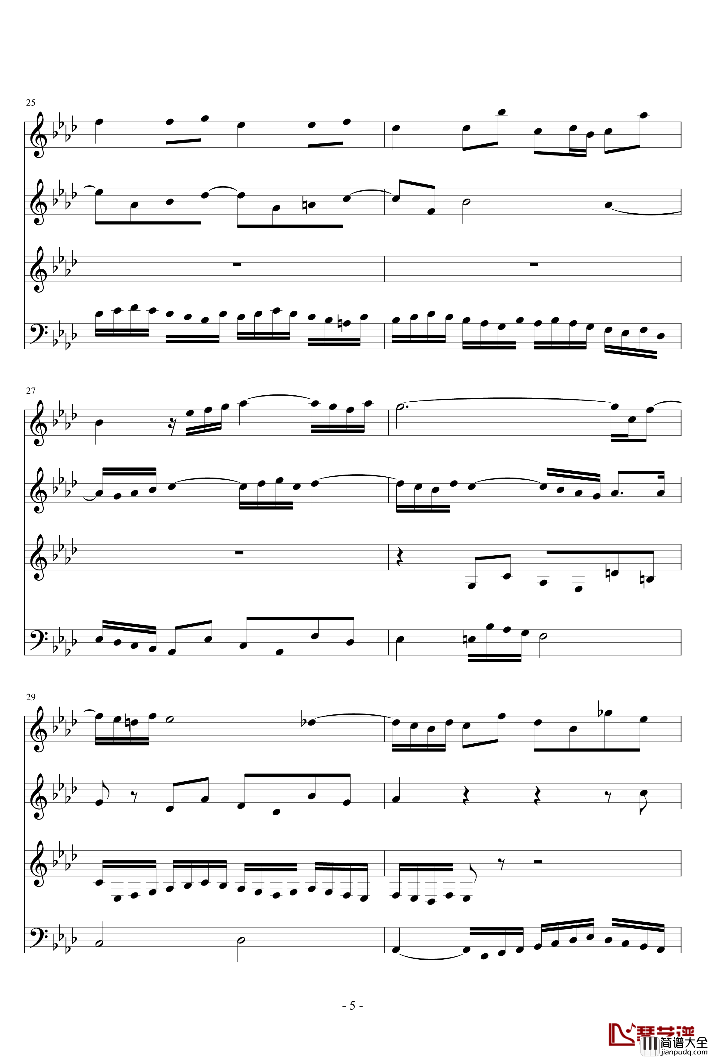 平均律第1卷第17首赋格钢琴谱_巴哈_Bach,_Johann_Sebastian