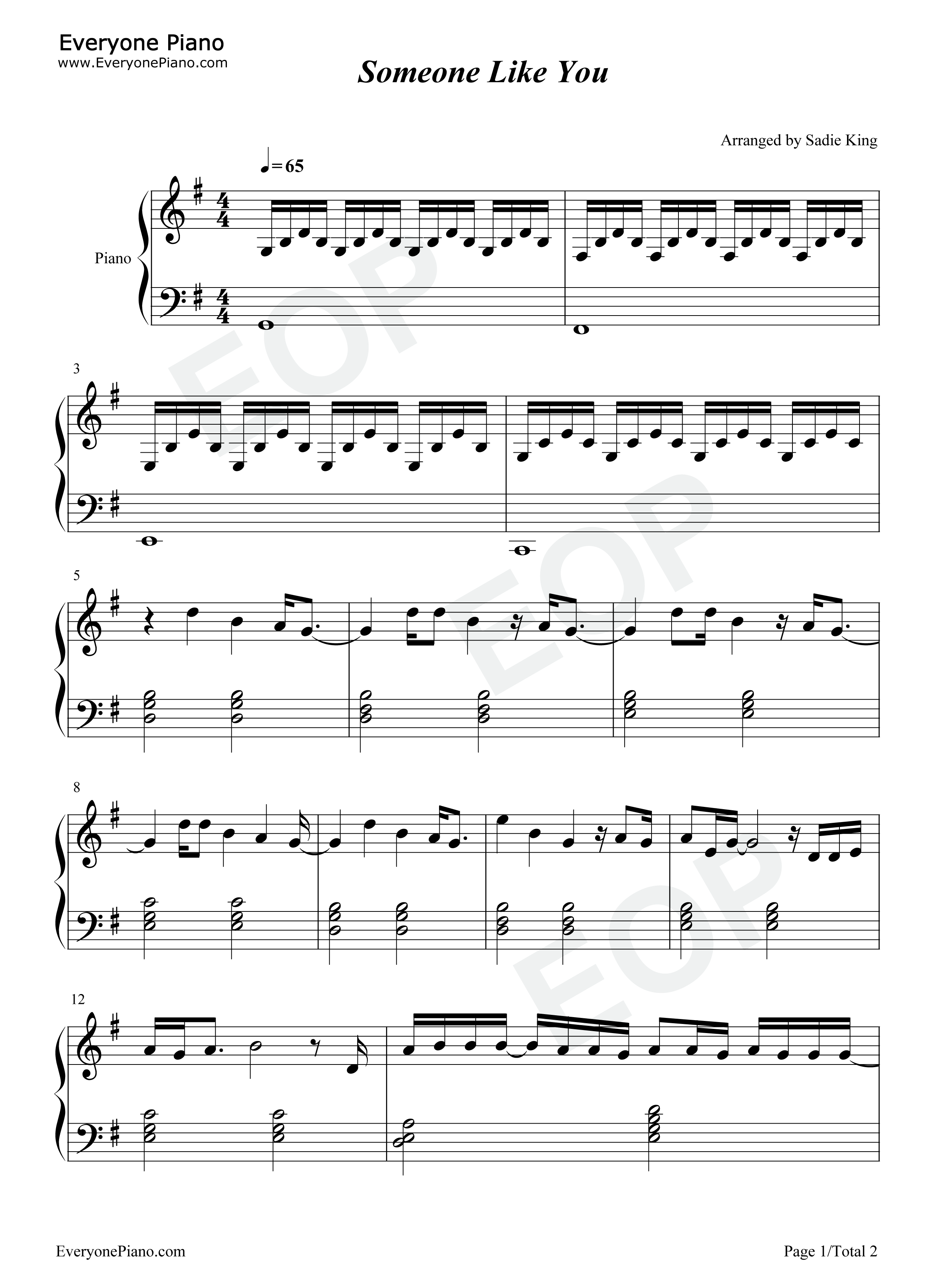 Someone_Like_You钢琴谱_Adele_阿黛尔