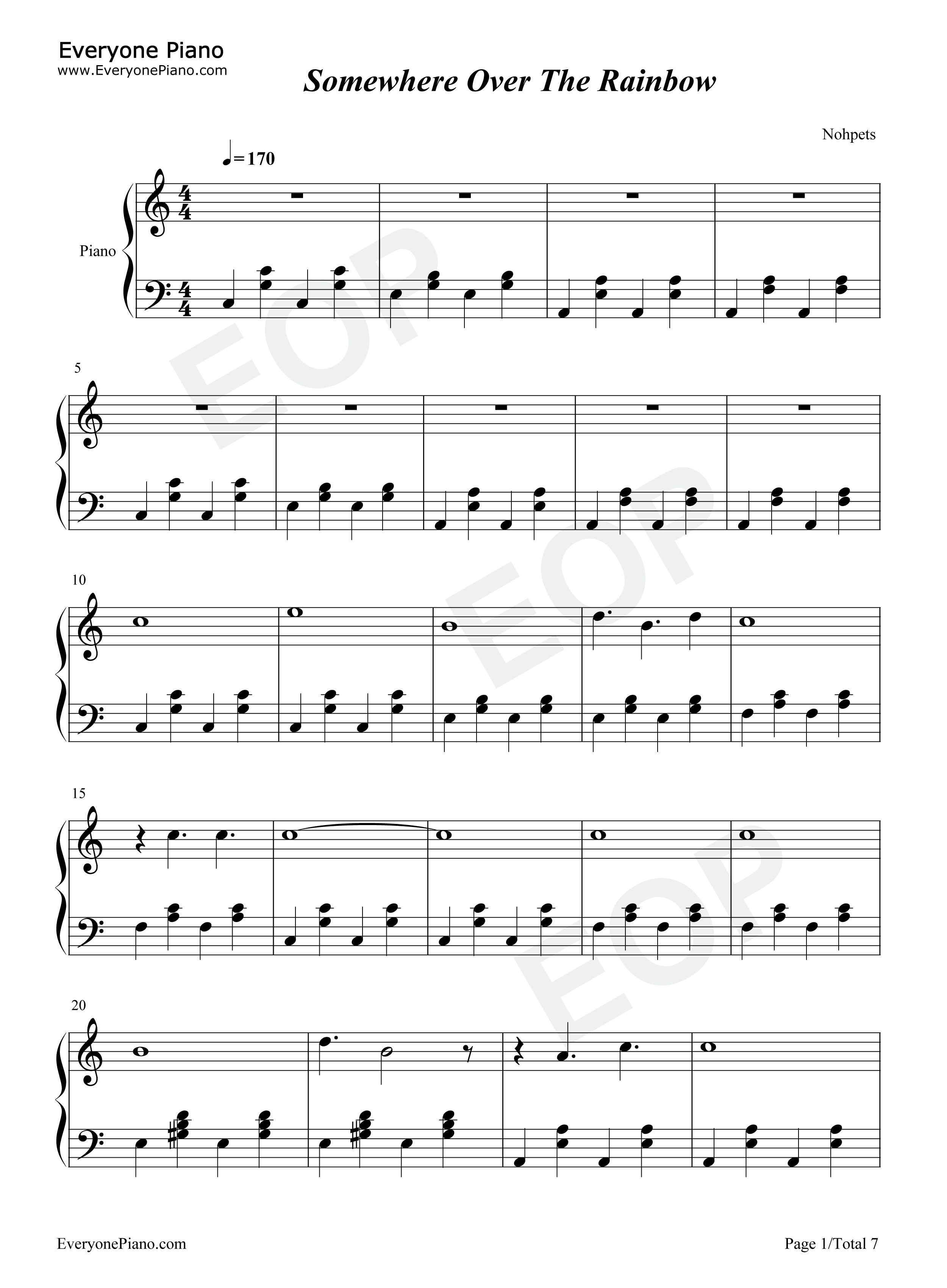Somewhere_Over_the_Rainbow钢琴谱_Israel_Kamakawiwoʻole