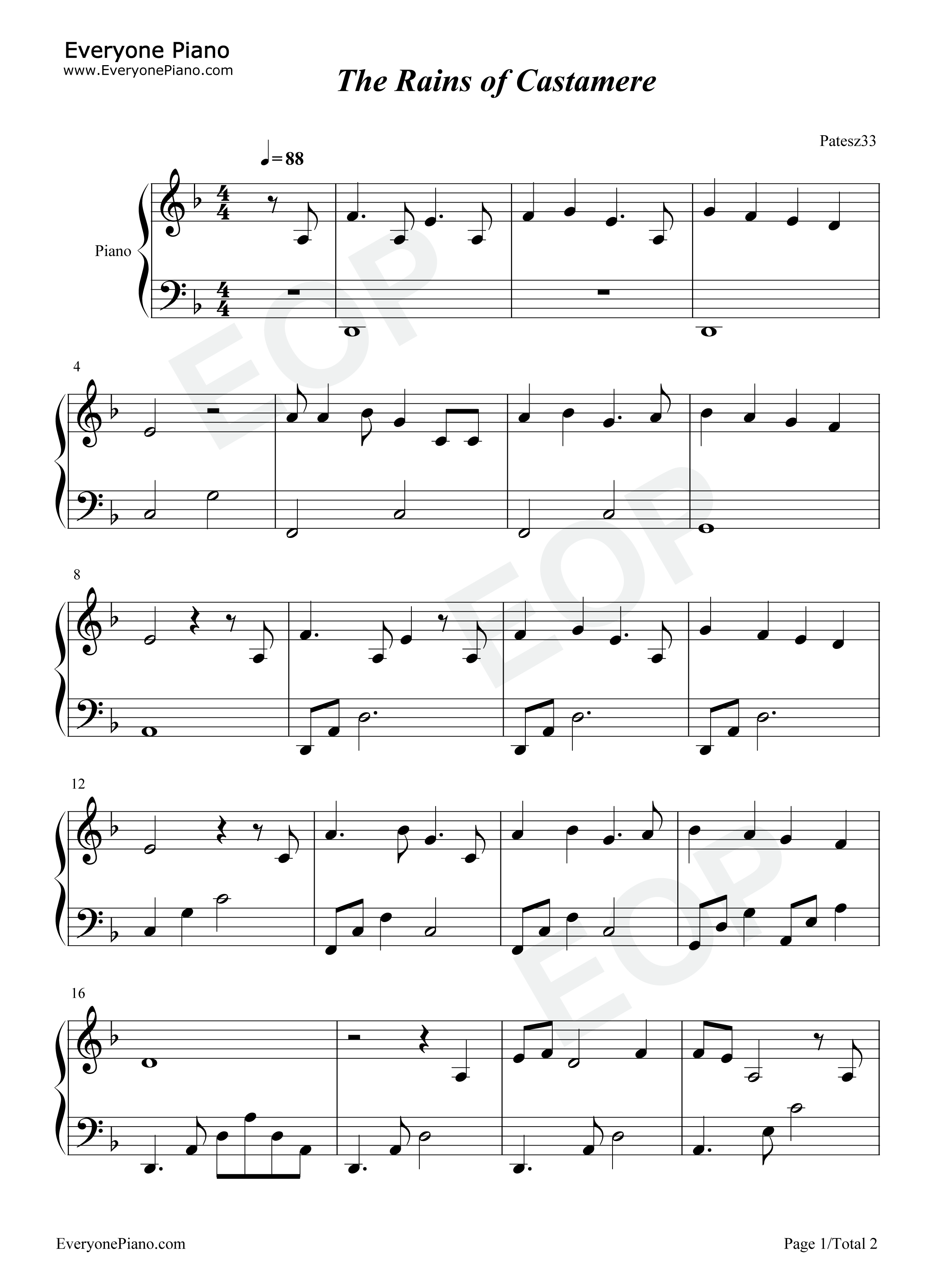 The_Rains_of_Castamere钢琴谱_Ramin_Djawadi