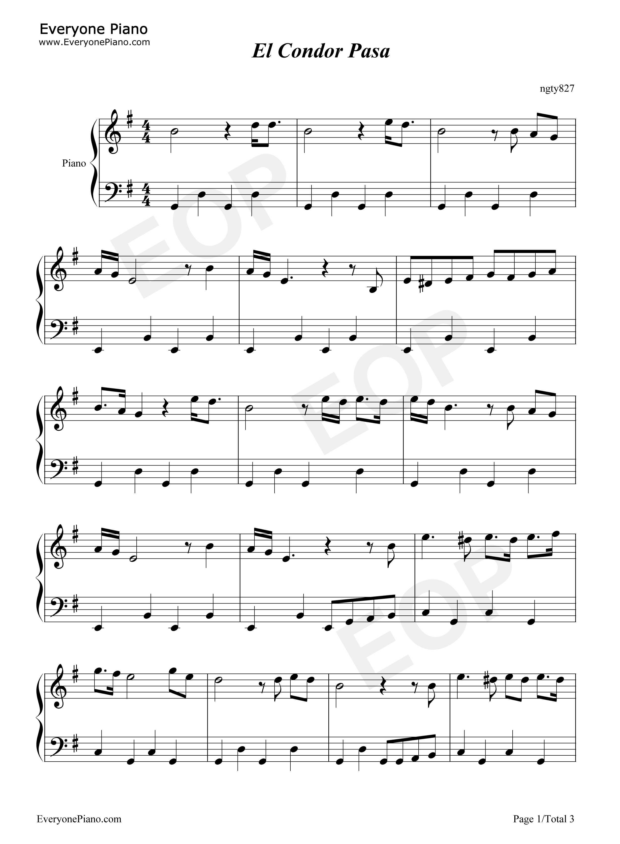 山鹰之歌钢琴谱_Daniel_Alomía_Robles_Simon_&_Garfunkel